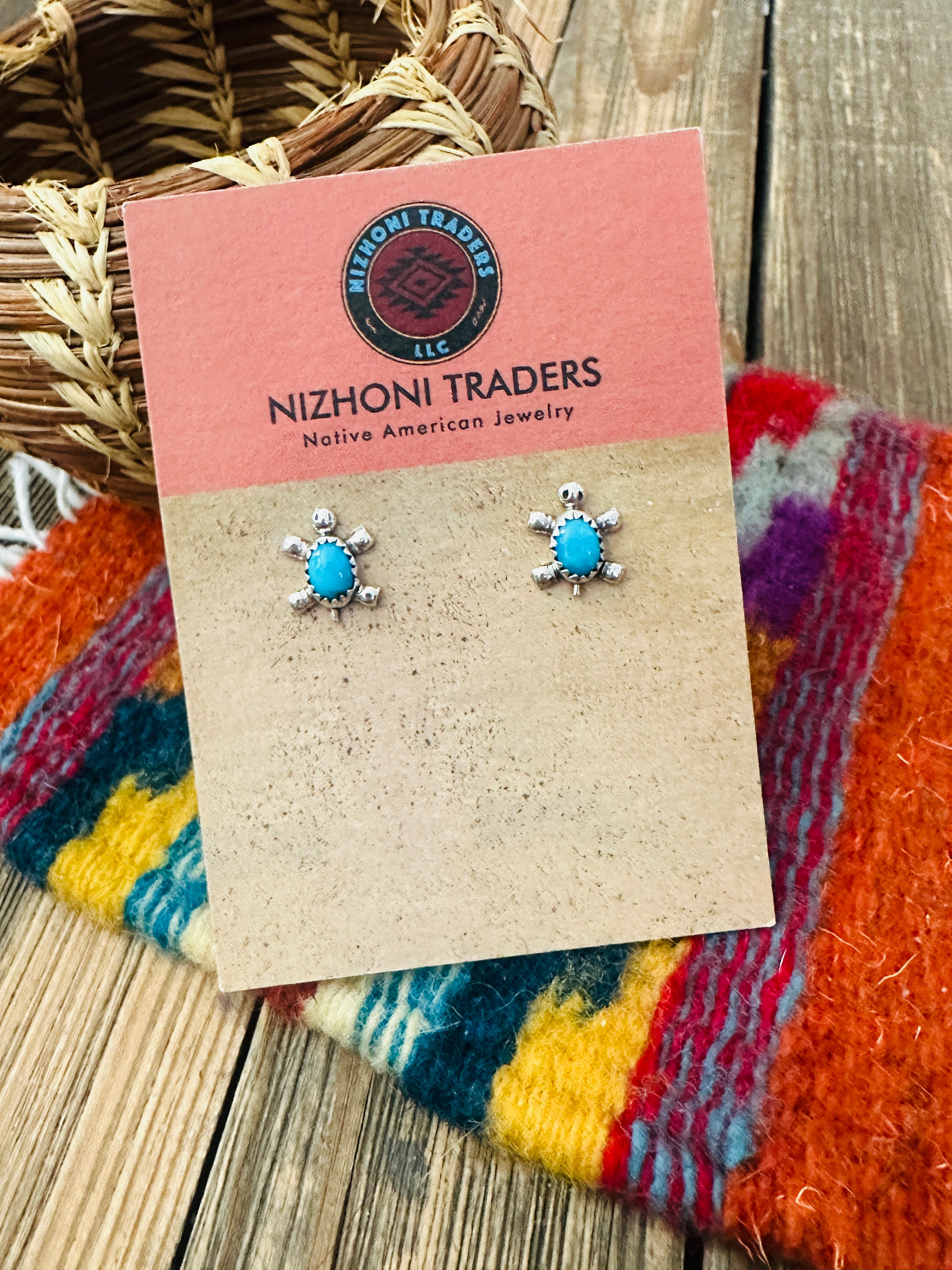 Handcrafted Turquoise & Sterling Silver Turtle Stud Earrings
