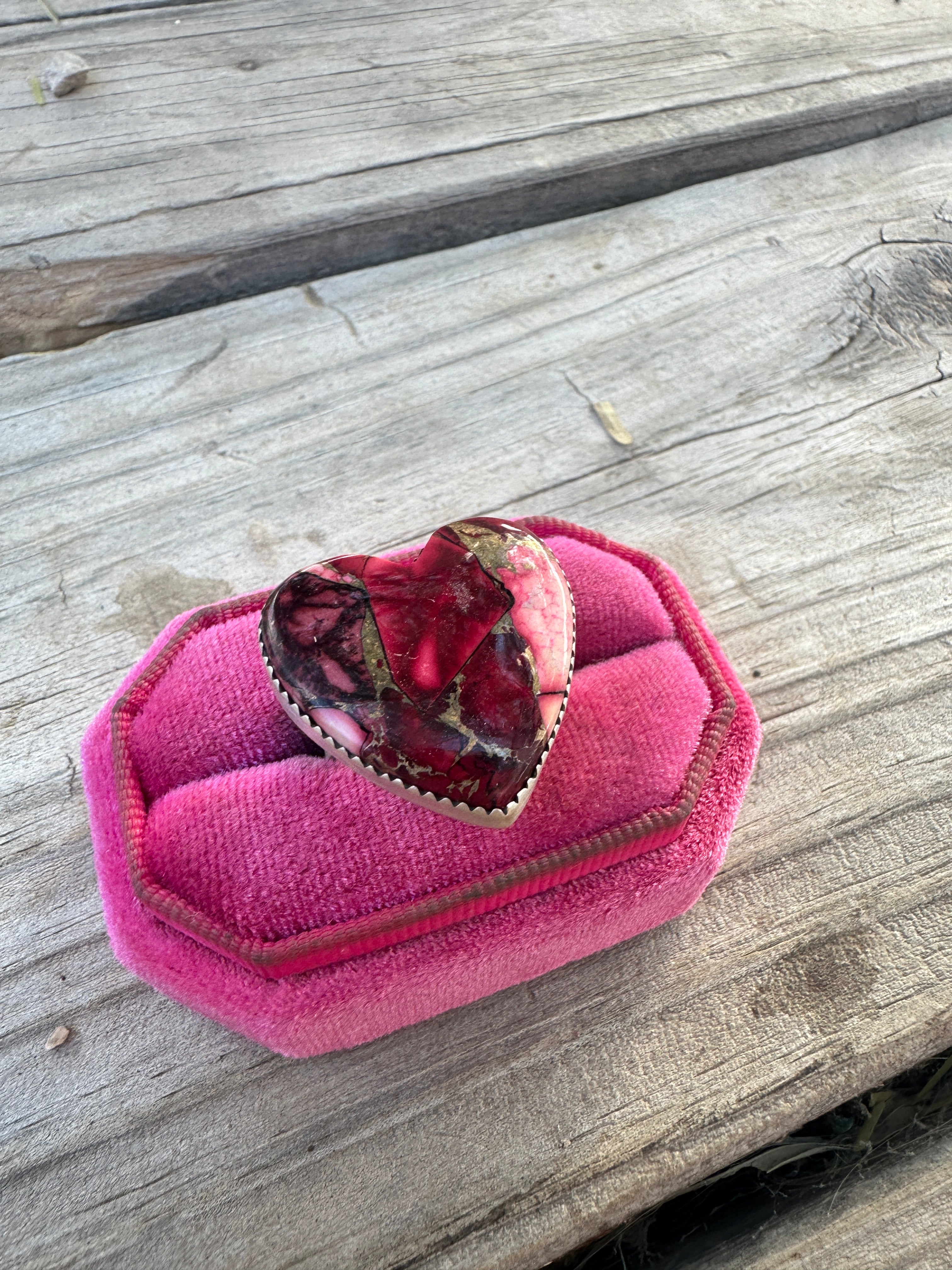 Beautiful Handmade Dahlia Rose And Sterling Silver Adjustable Heart Ring