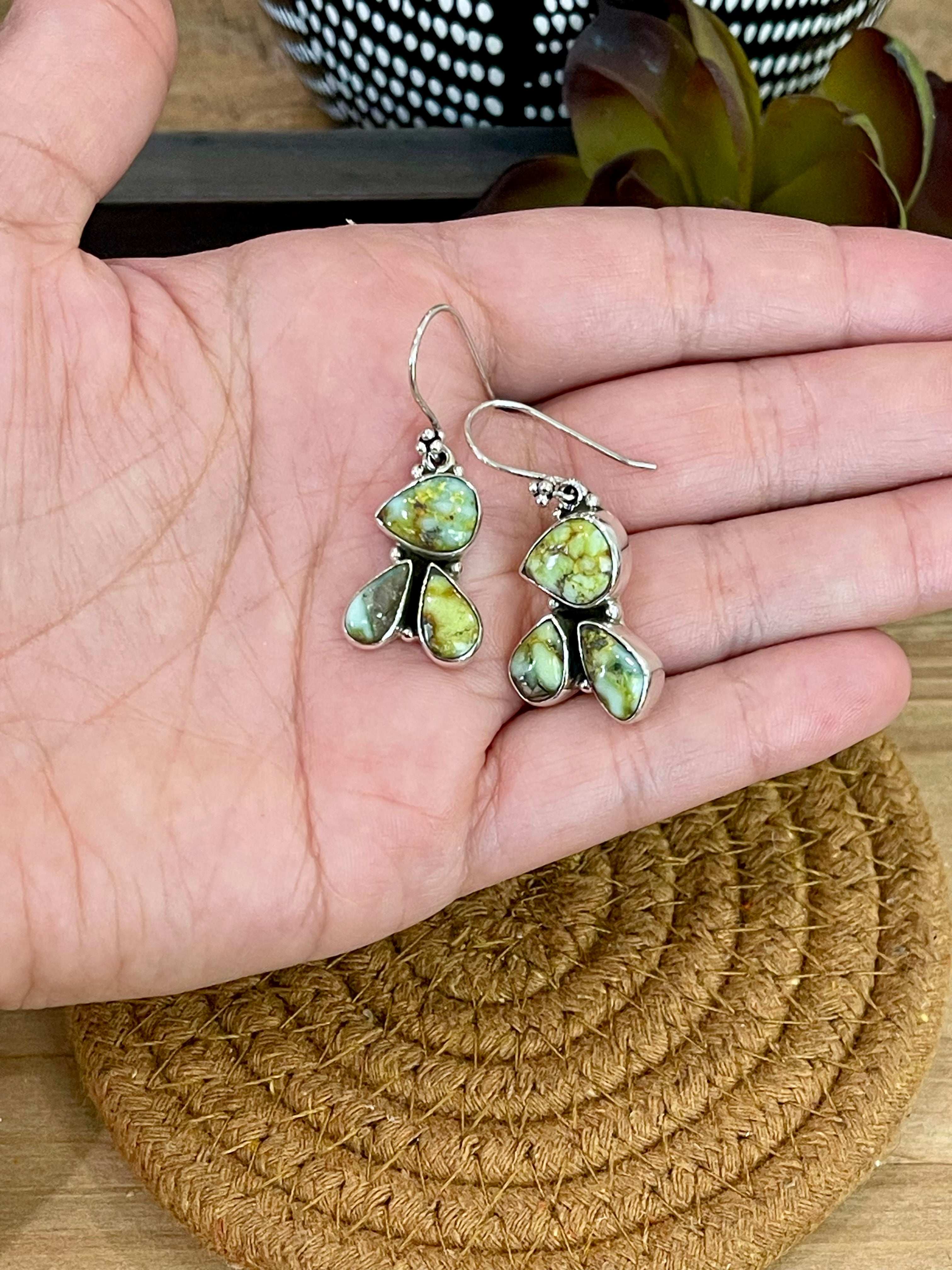 Handmade Sterling Silver & Palomino Dangle Earrings