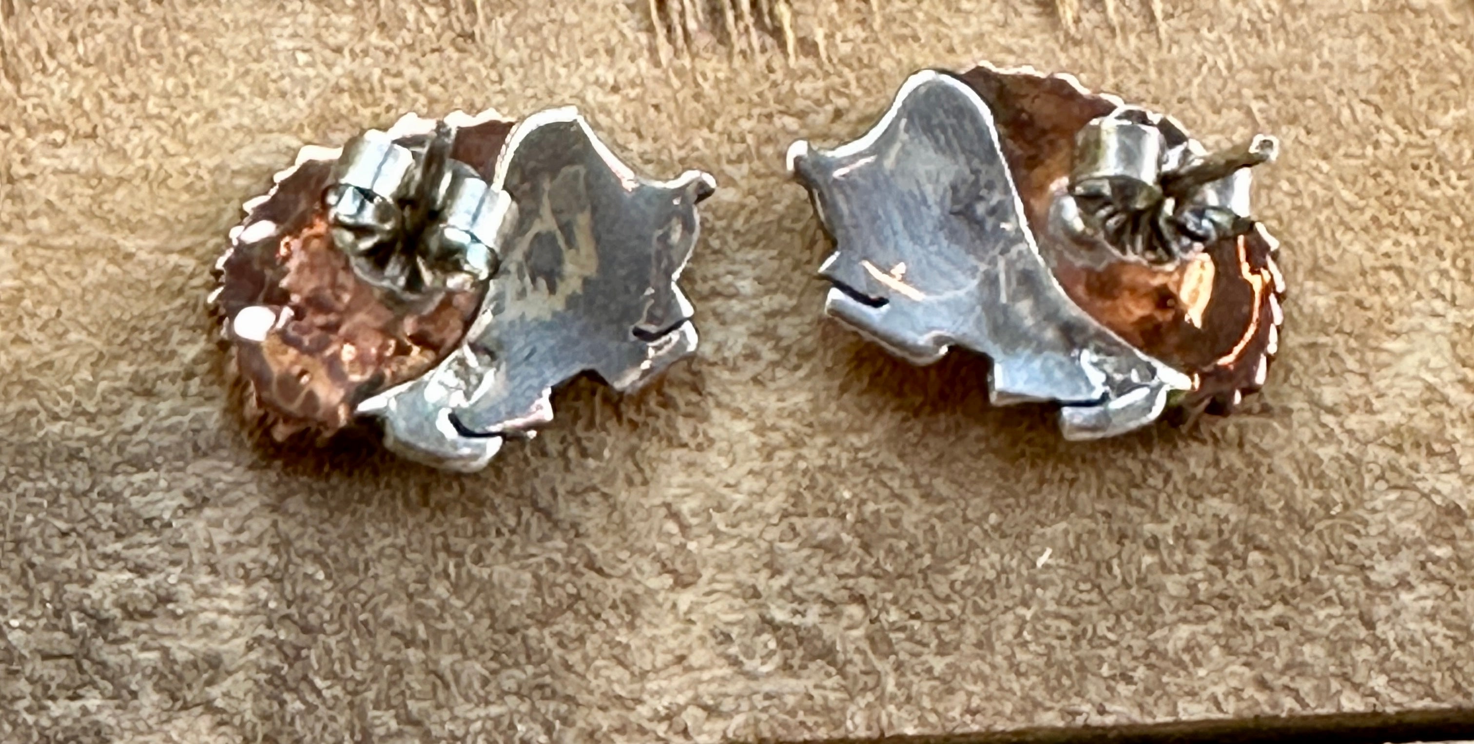 Copper & Silver Hedgehog Earrings on Post