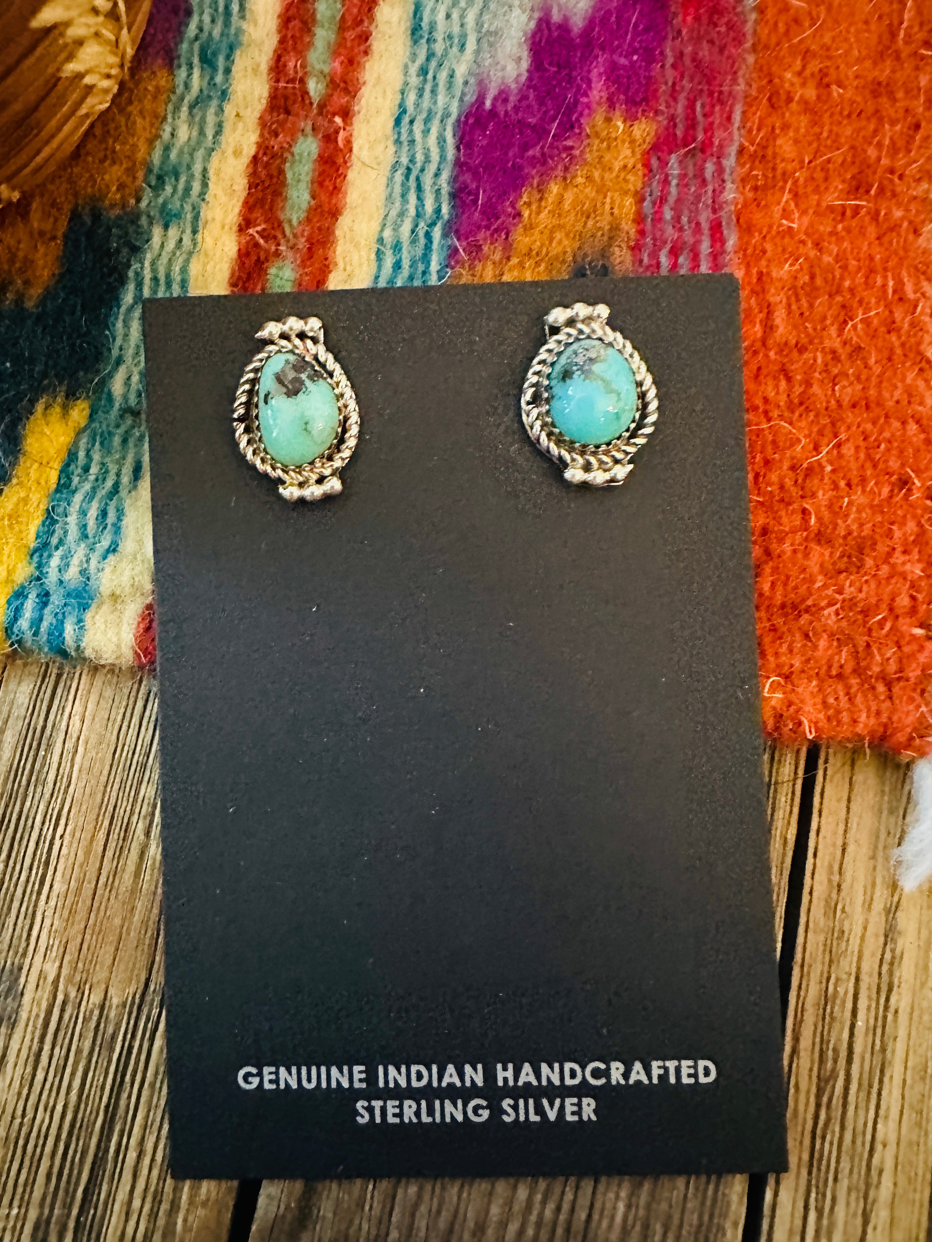Handcrafted Turquoise & Sterling Silver Post Earrings