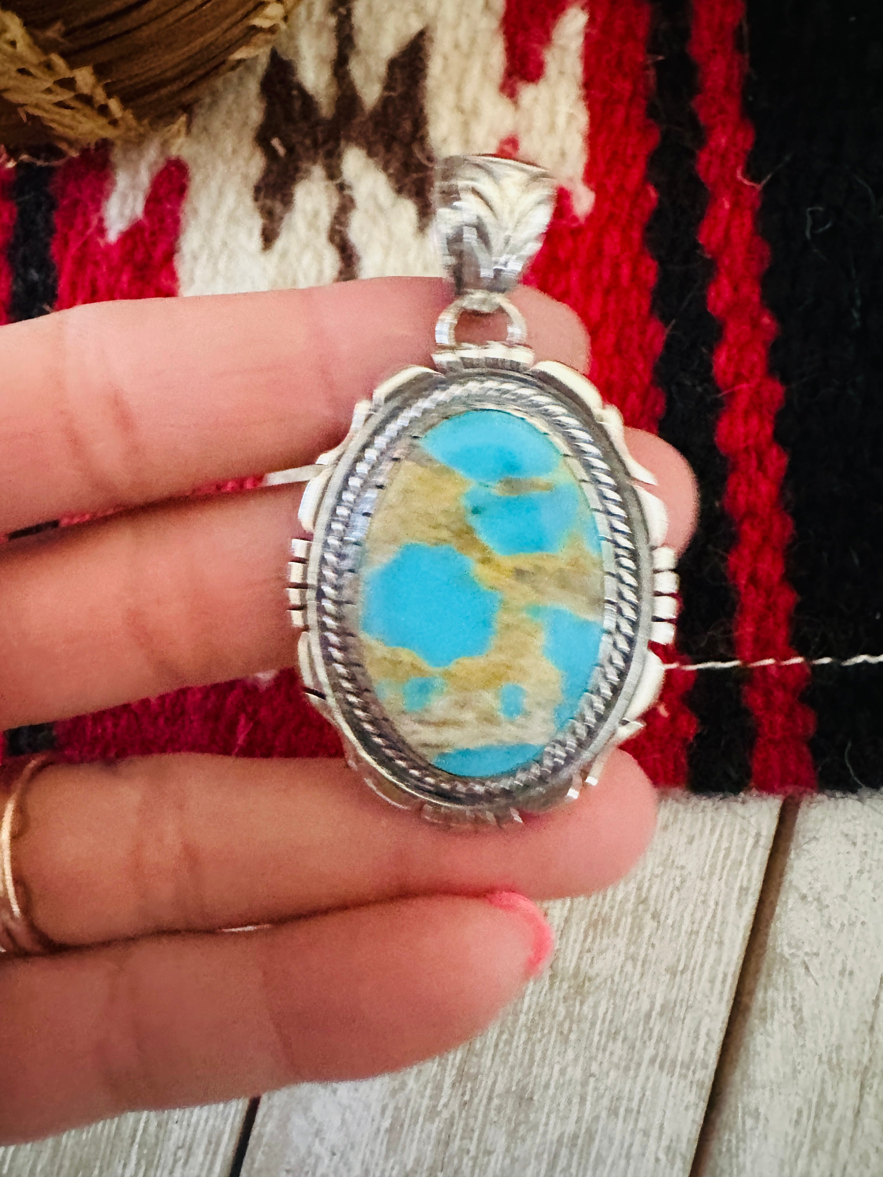 Handcrafted Sterling Silver & Turquoise Pendant by Jimmy Lee