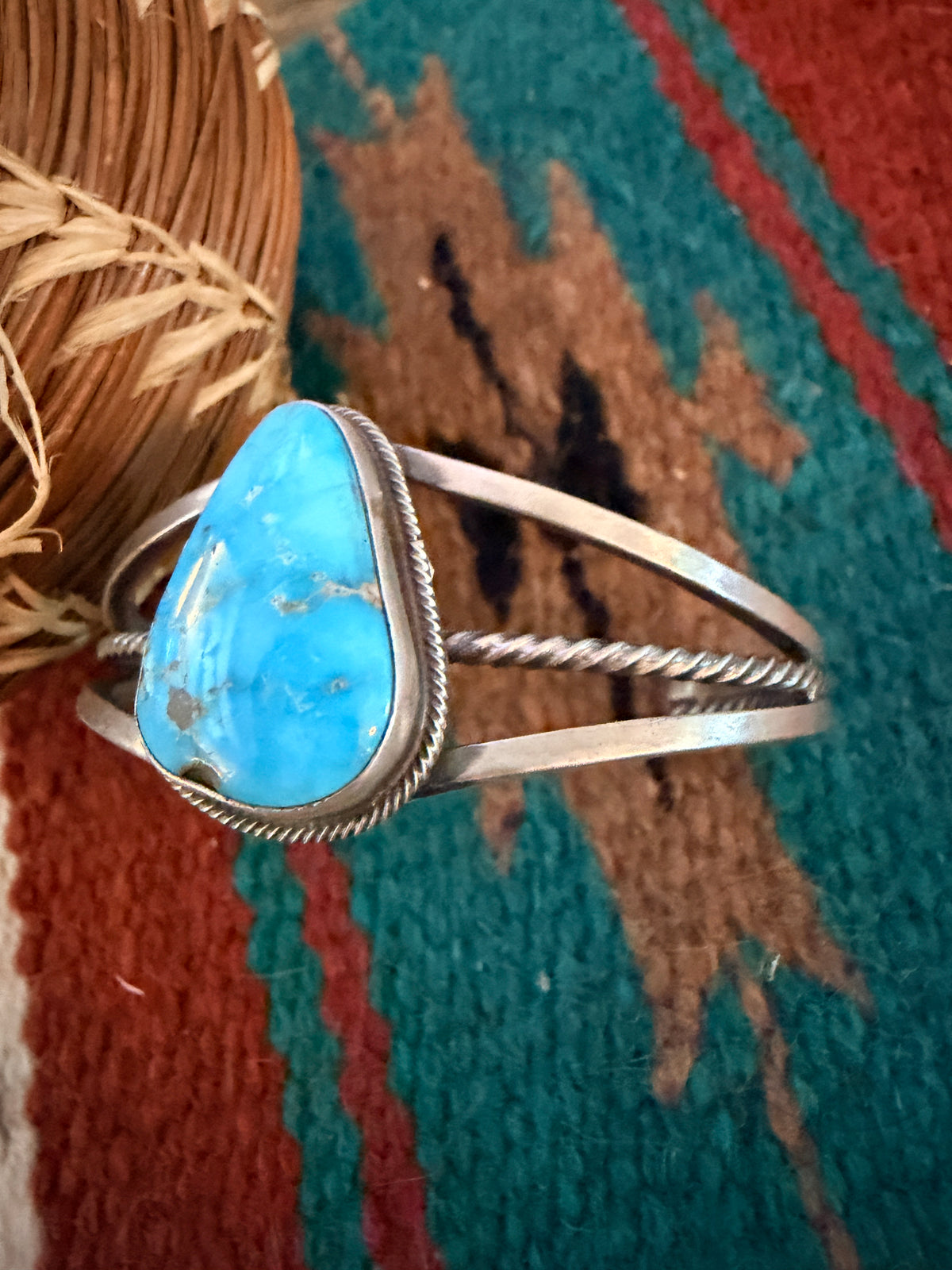 Handcrafted Sterling Silver and Turquoise Cuff Bracelet by Paul Livingston