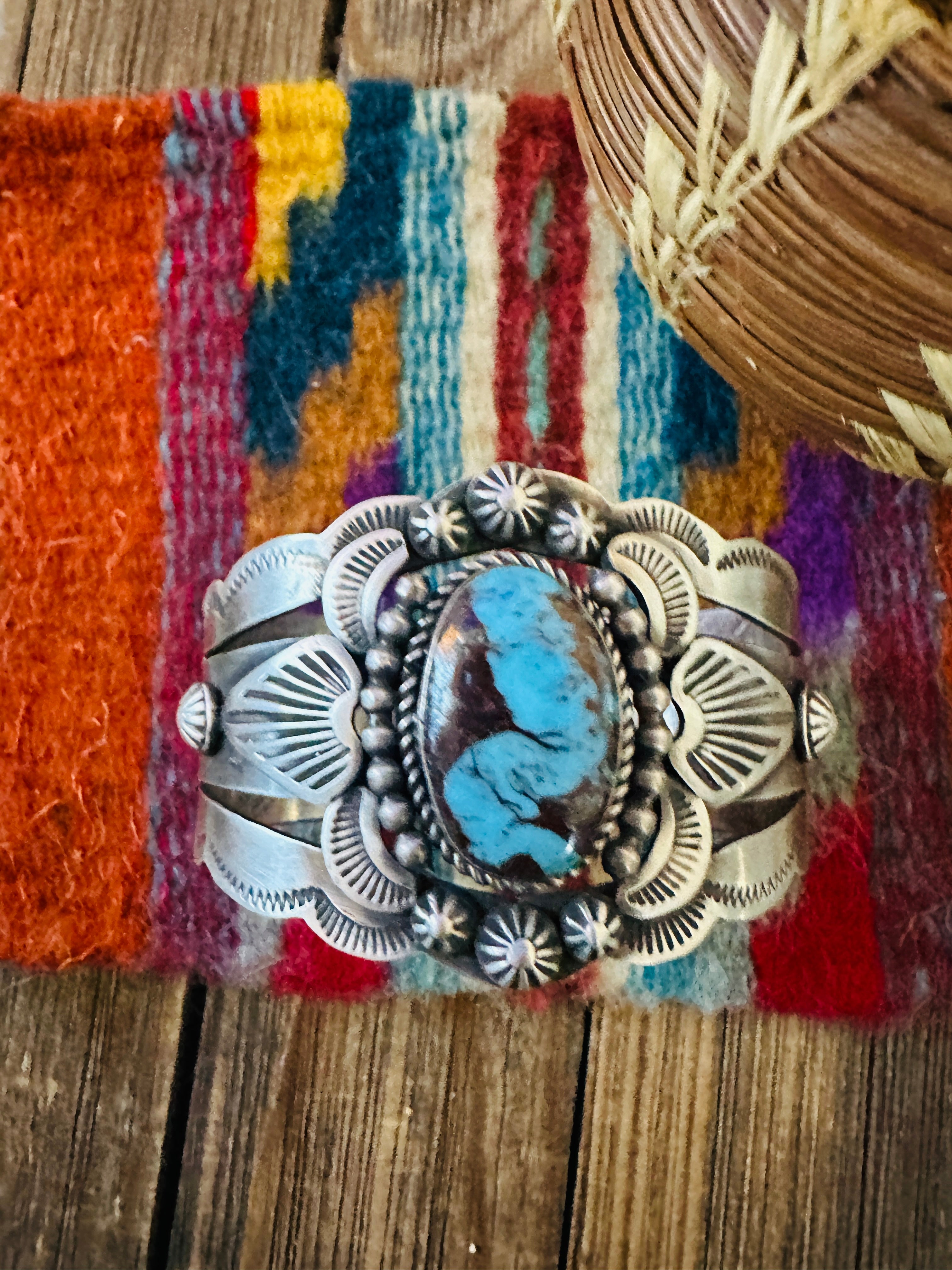 Handcrafted Egyptian Turquoise & Sterling Silver Cuff Bracelet by Randall Endito