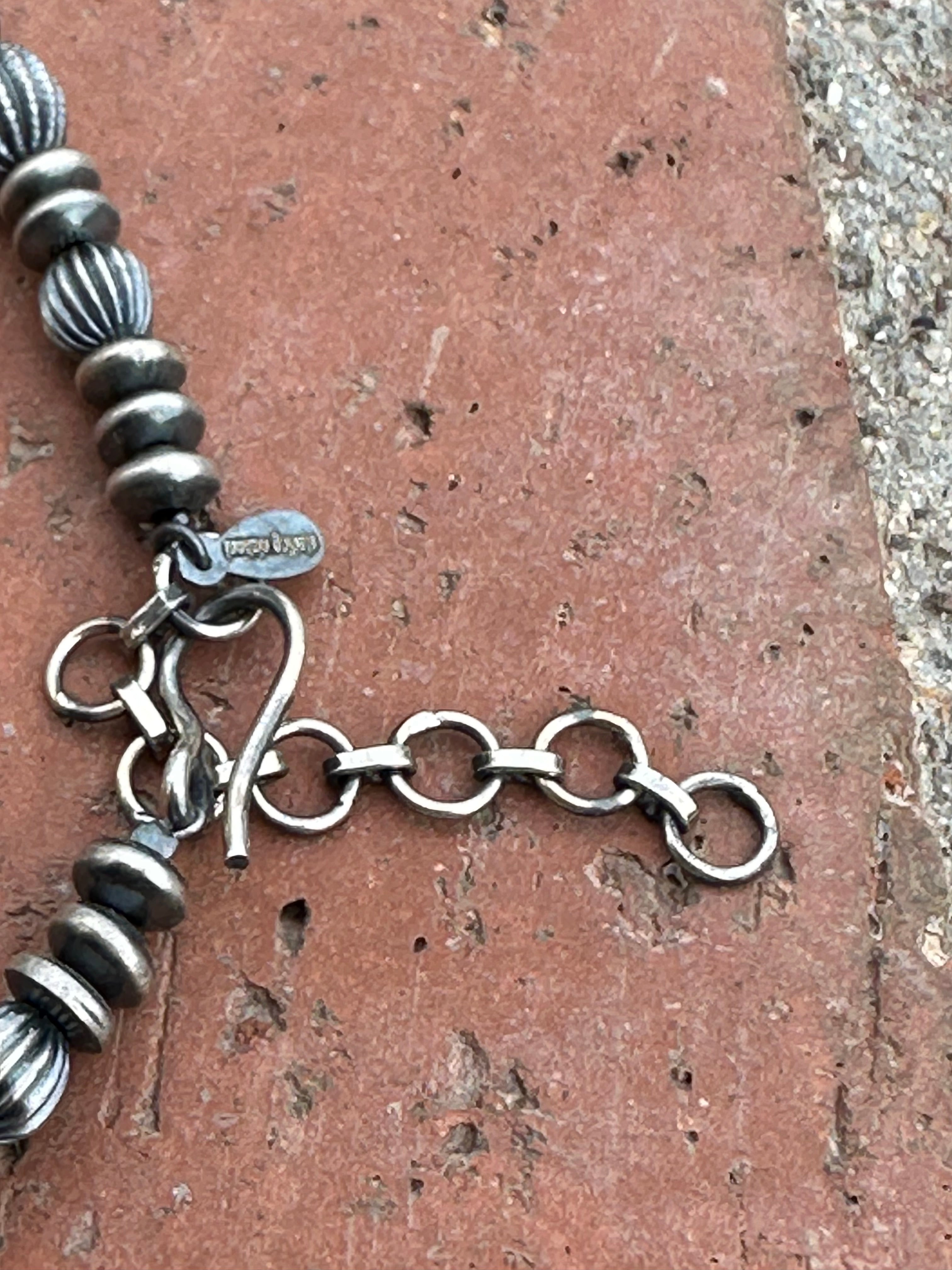 Handmade Sterling Silver Pearl Melon Style Beaded Necklace w/ 2 inch extender