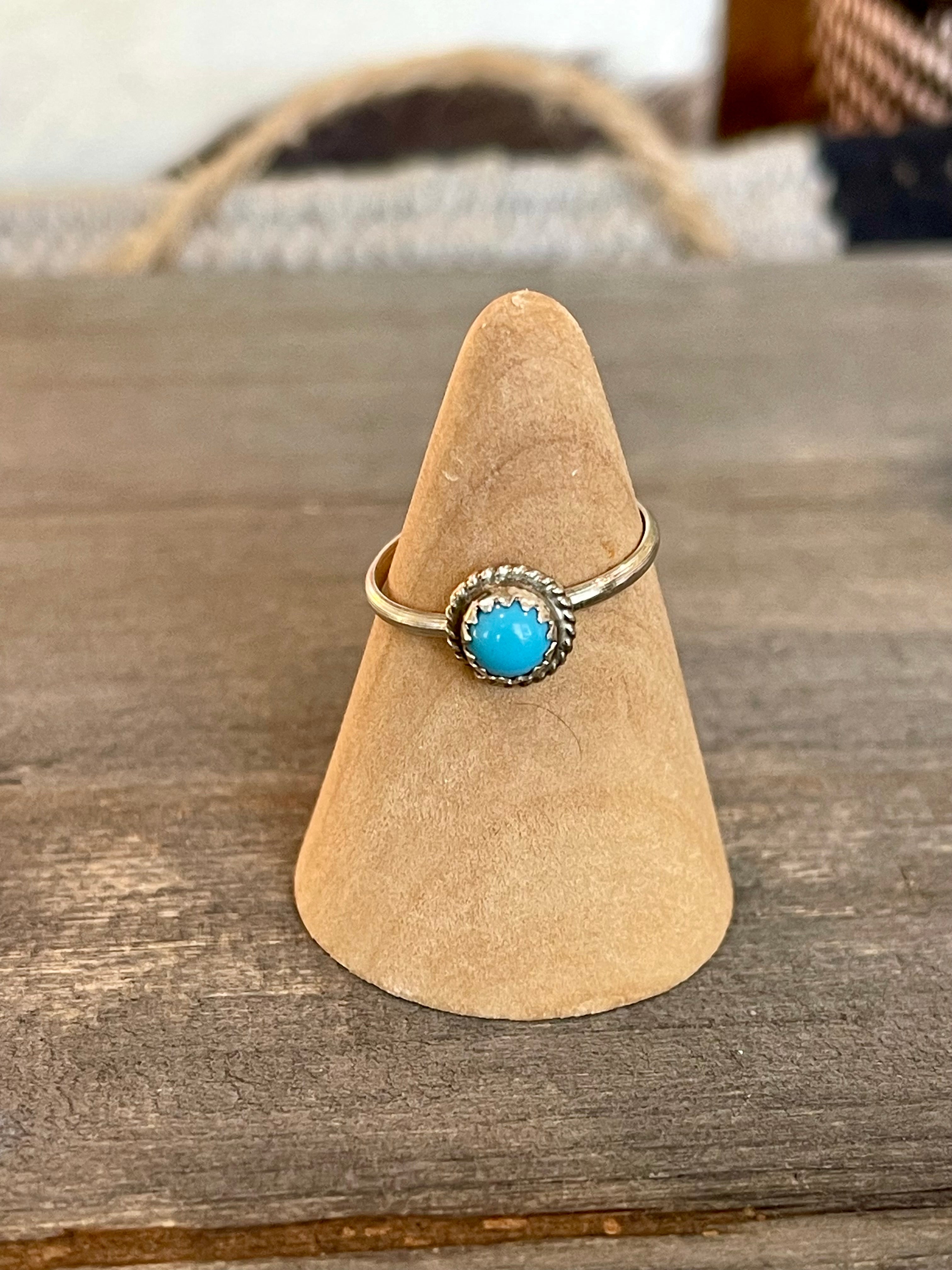 Handmade Turquoise & Sterling Silver Dot Ring Sz 5.5