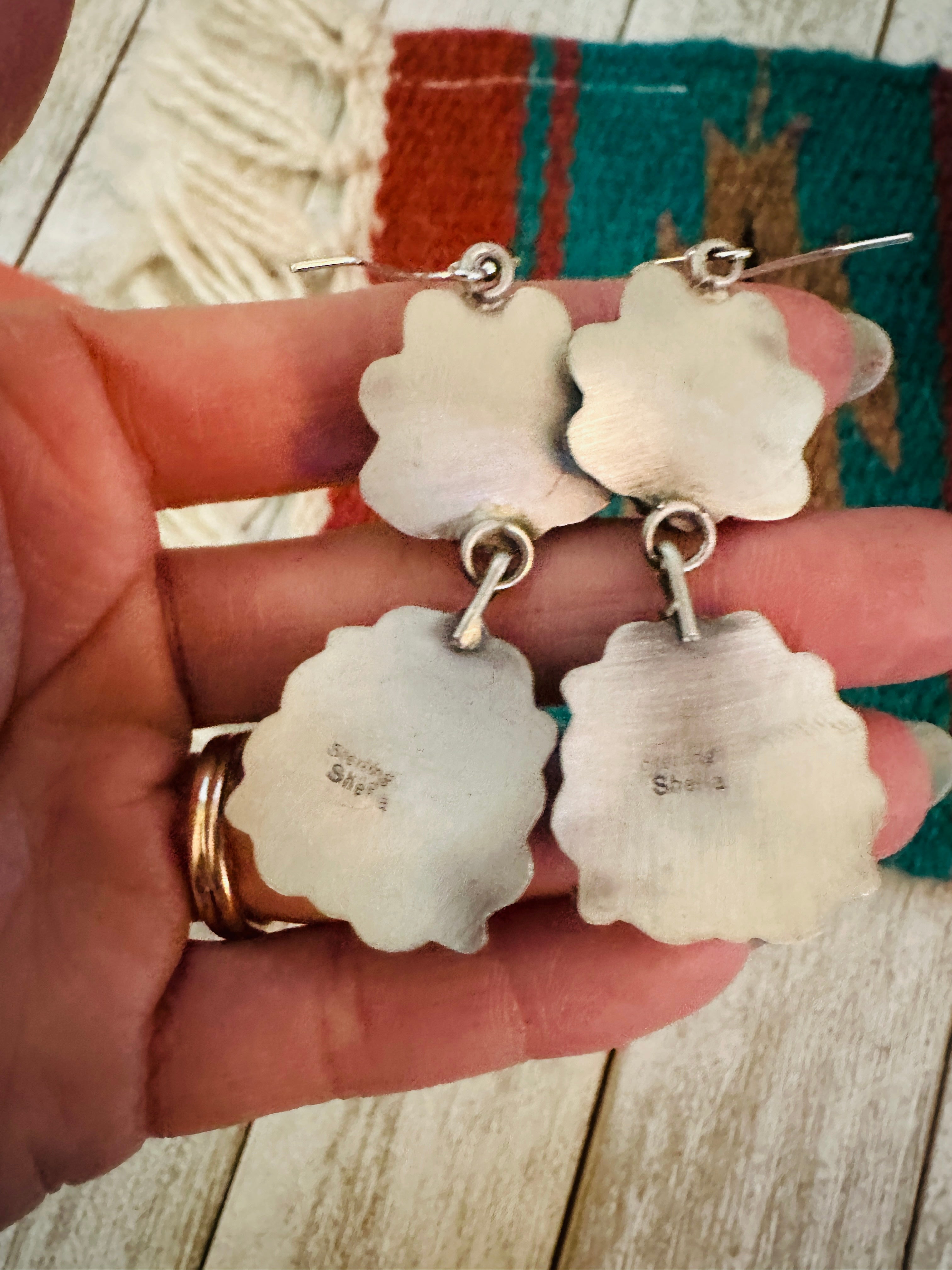 Navajo Turquoise & Sterling Silver Dangle Earrings by Sheila Becenti