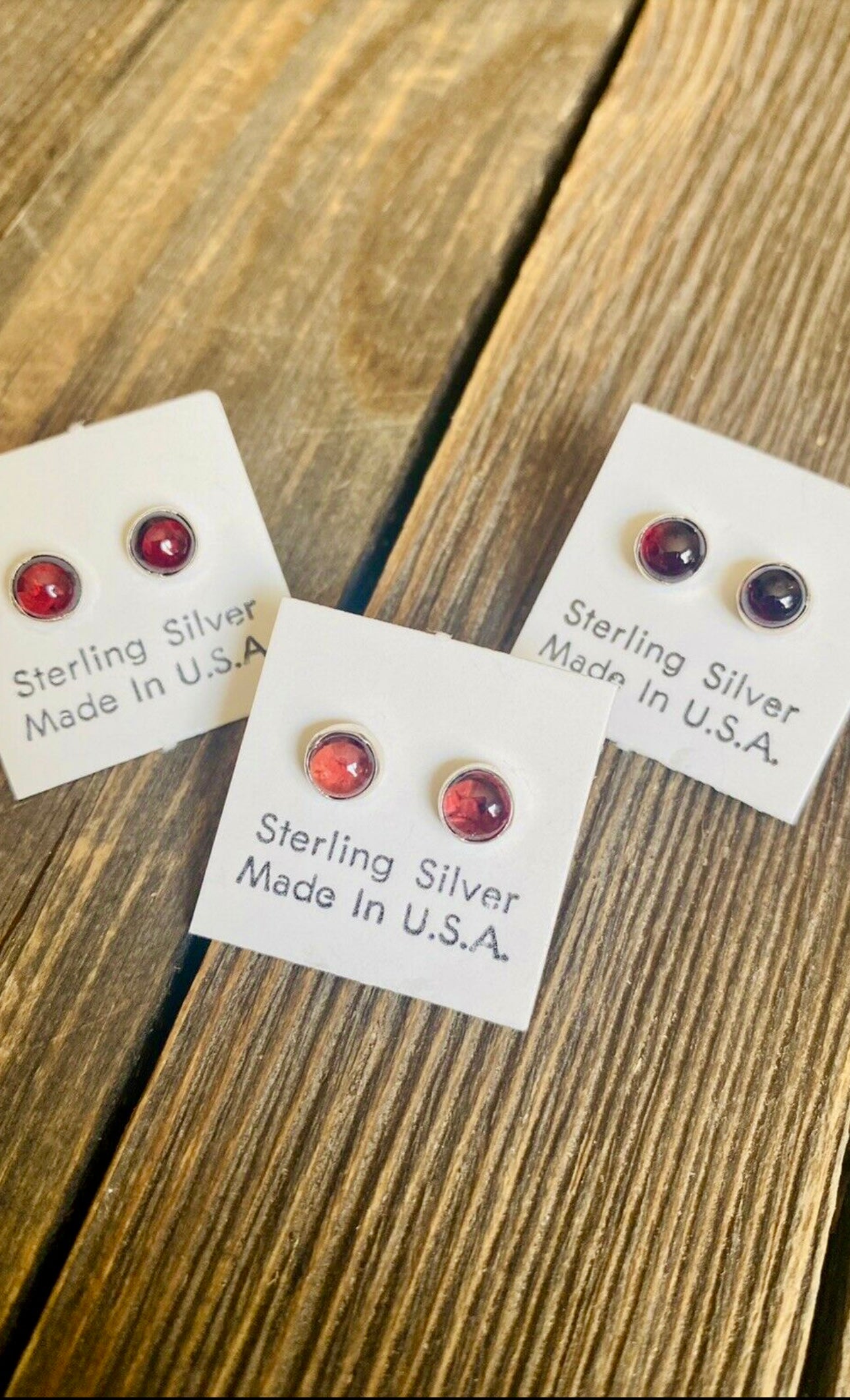 Handcrafted Amethyst and Sterling Silver Studs