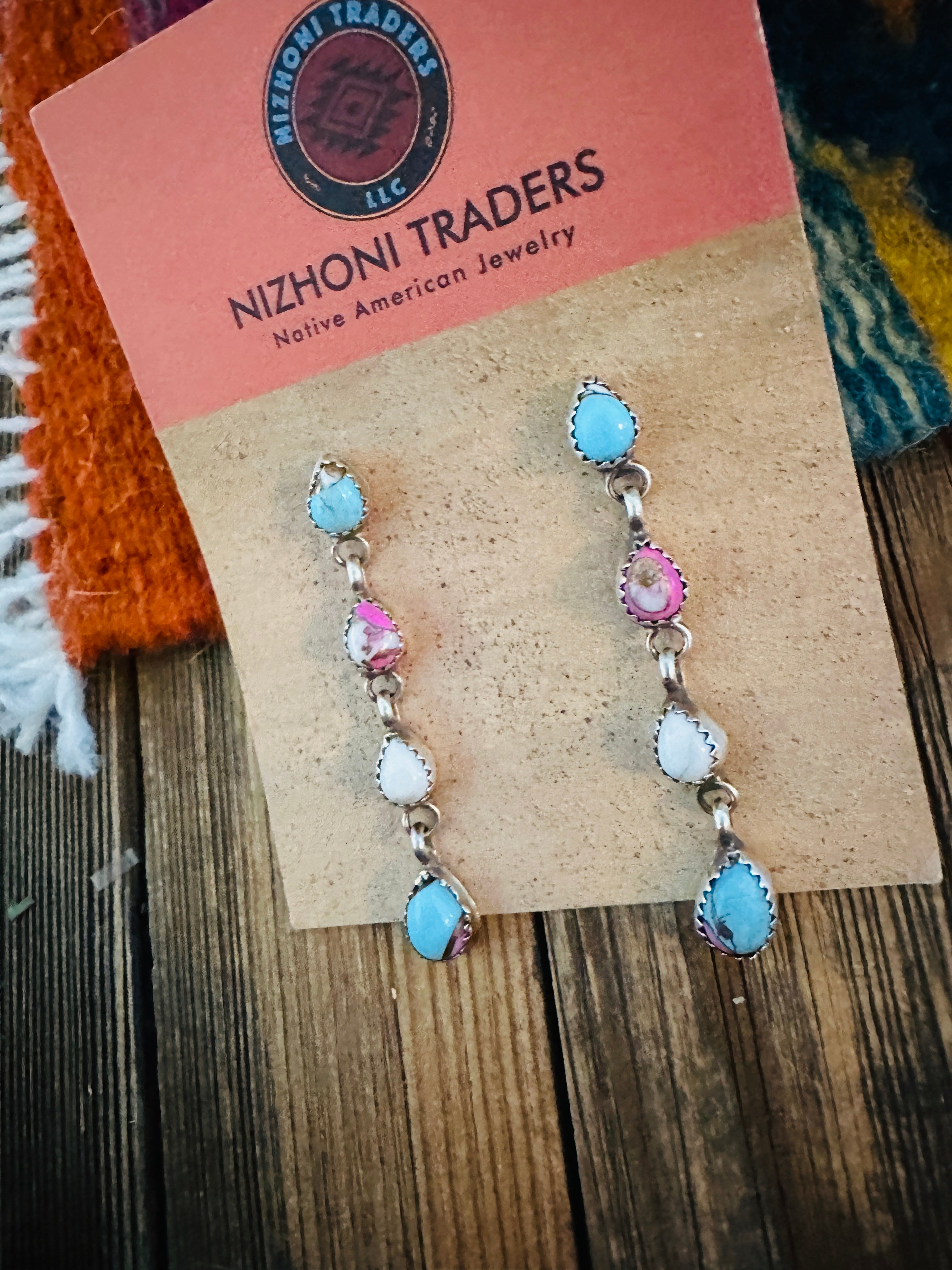 Handcrafted Multi Stone & Sterling Silver Dangle Earrings