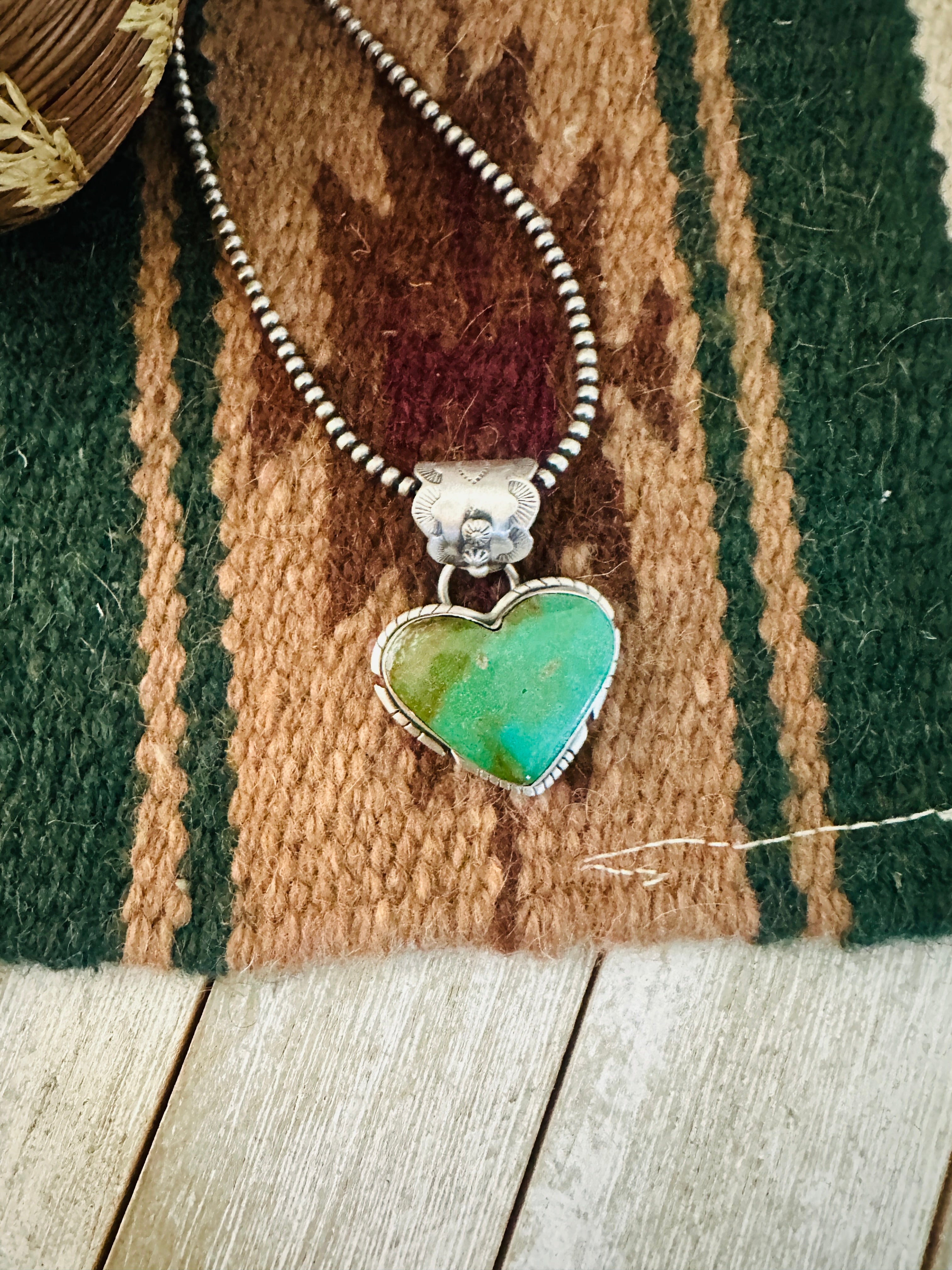 Handmade Turquoise & Sterling Silver Heart Pendant
