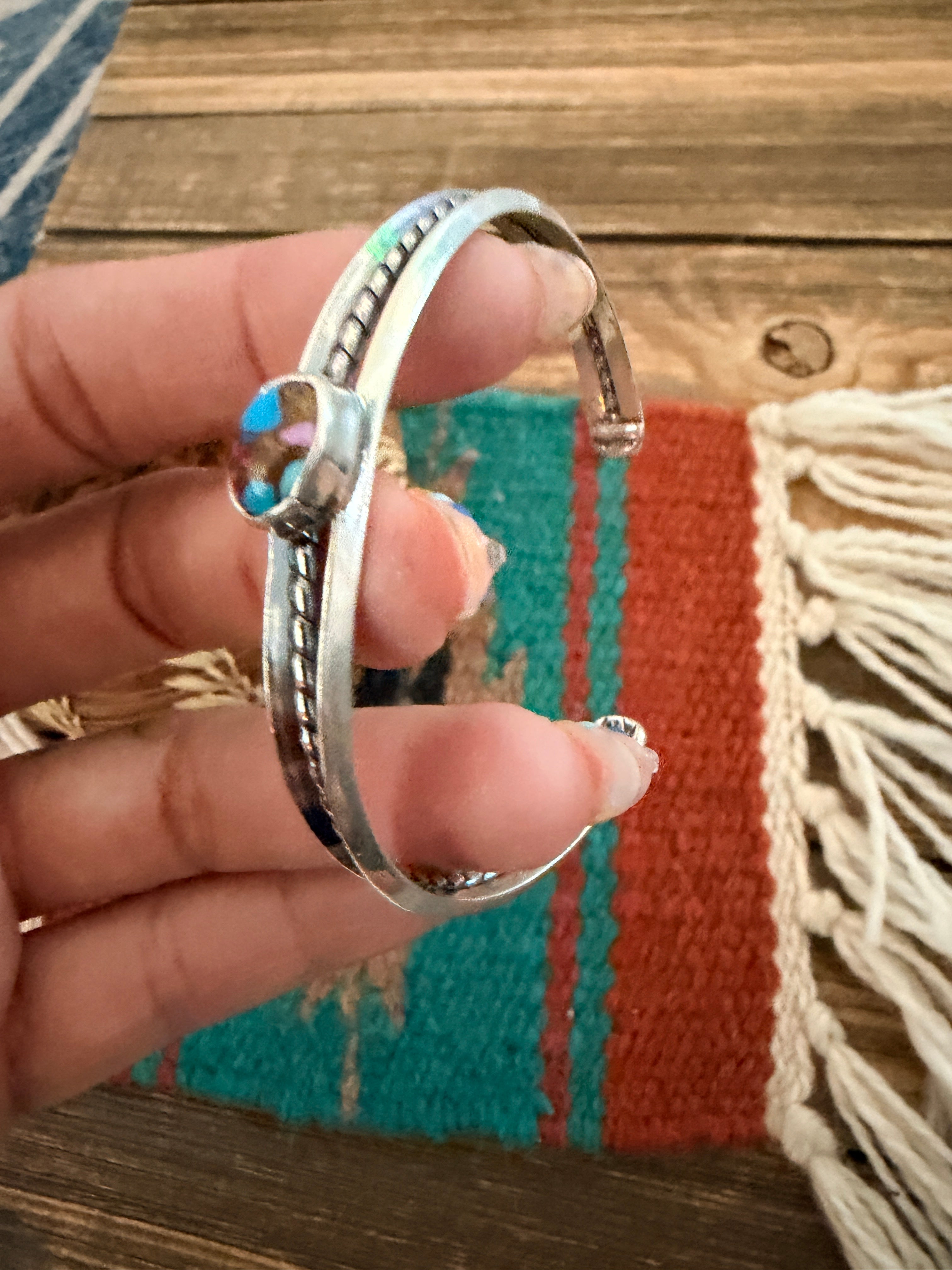 Handcrafted Pink Dream Mojave & Sterling Silver Cuff Bracelet