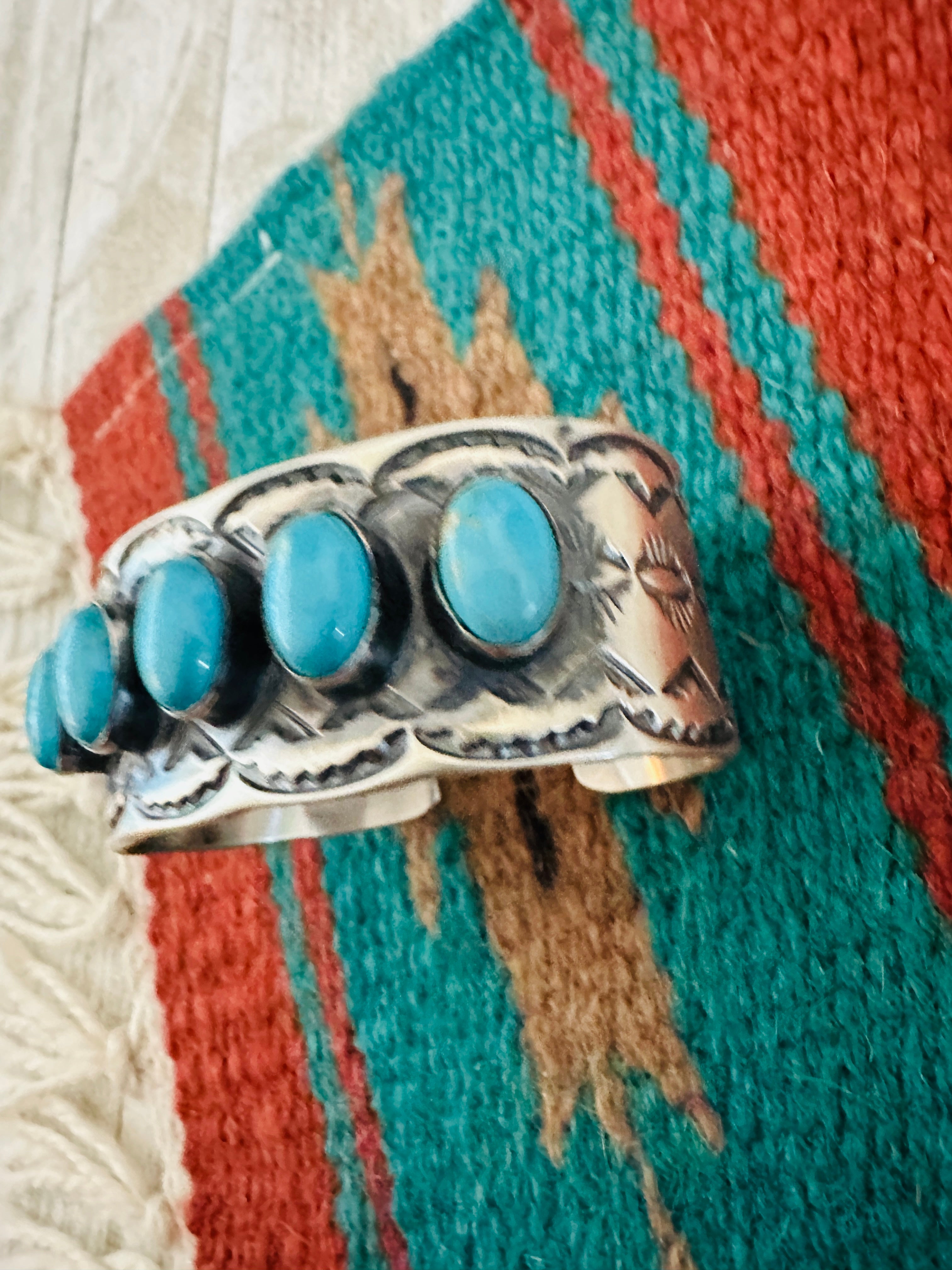 Handcrafted Sterling Silver & Turquoise Cuff Bracelet by Chimney Butte /