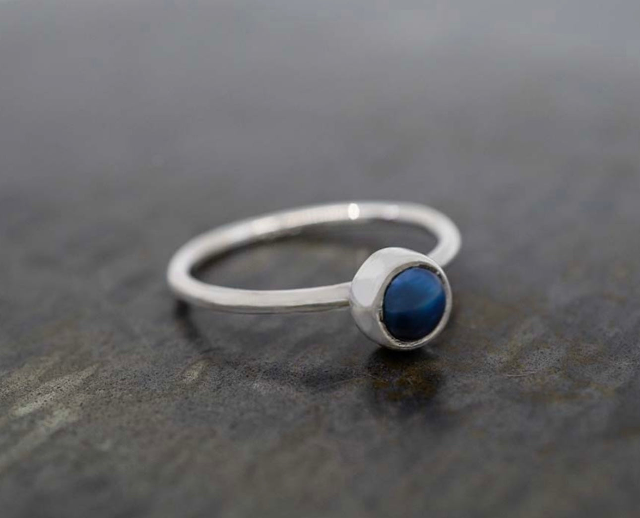 Petite Black Pearl Sterling Silver Ring
