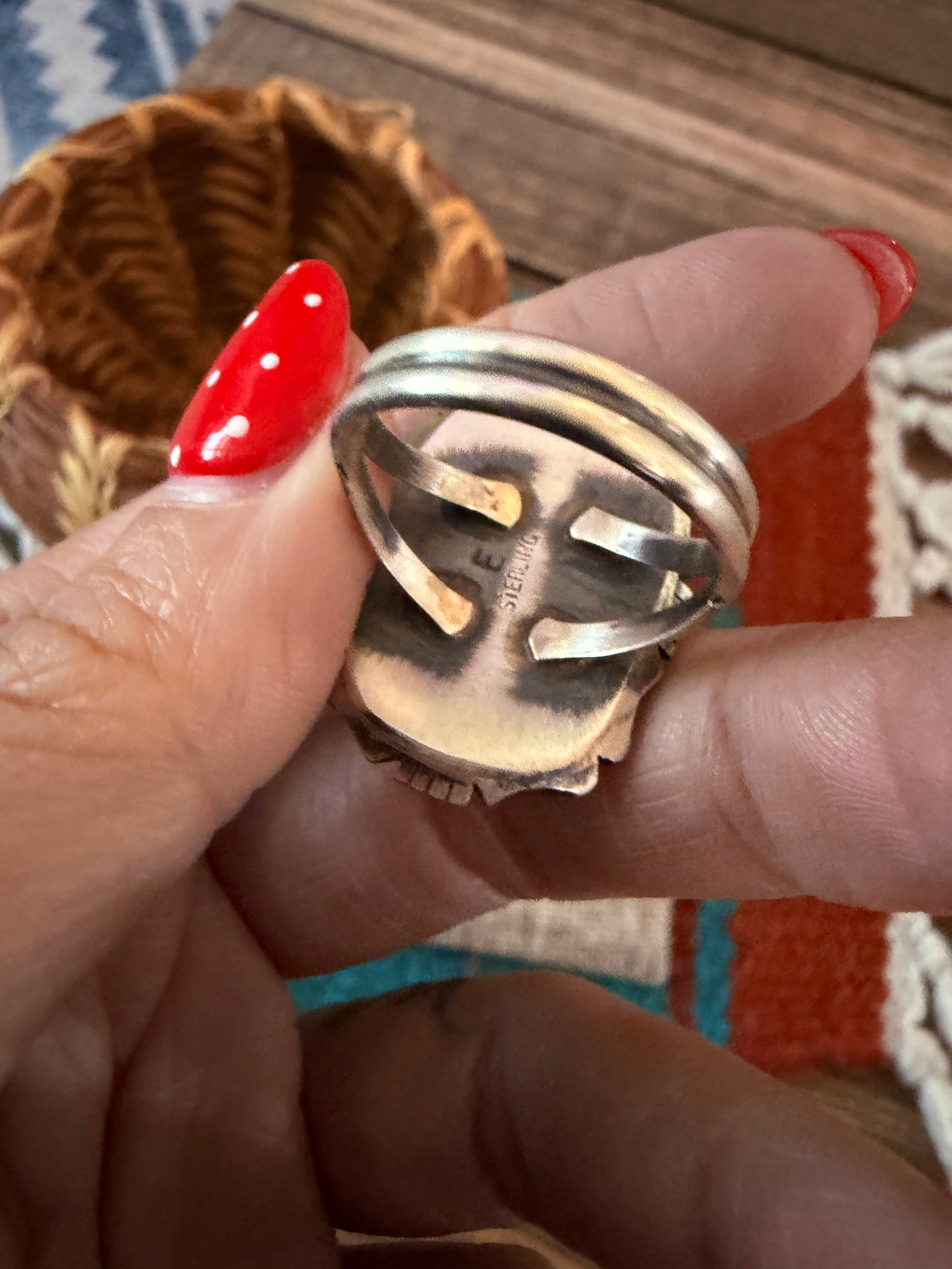 Handcrafted White Buffalo & Sterling Silver Ring Size 9