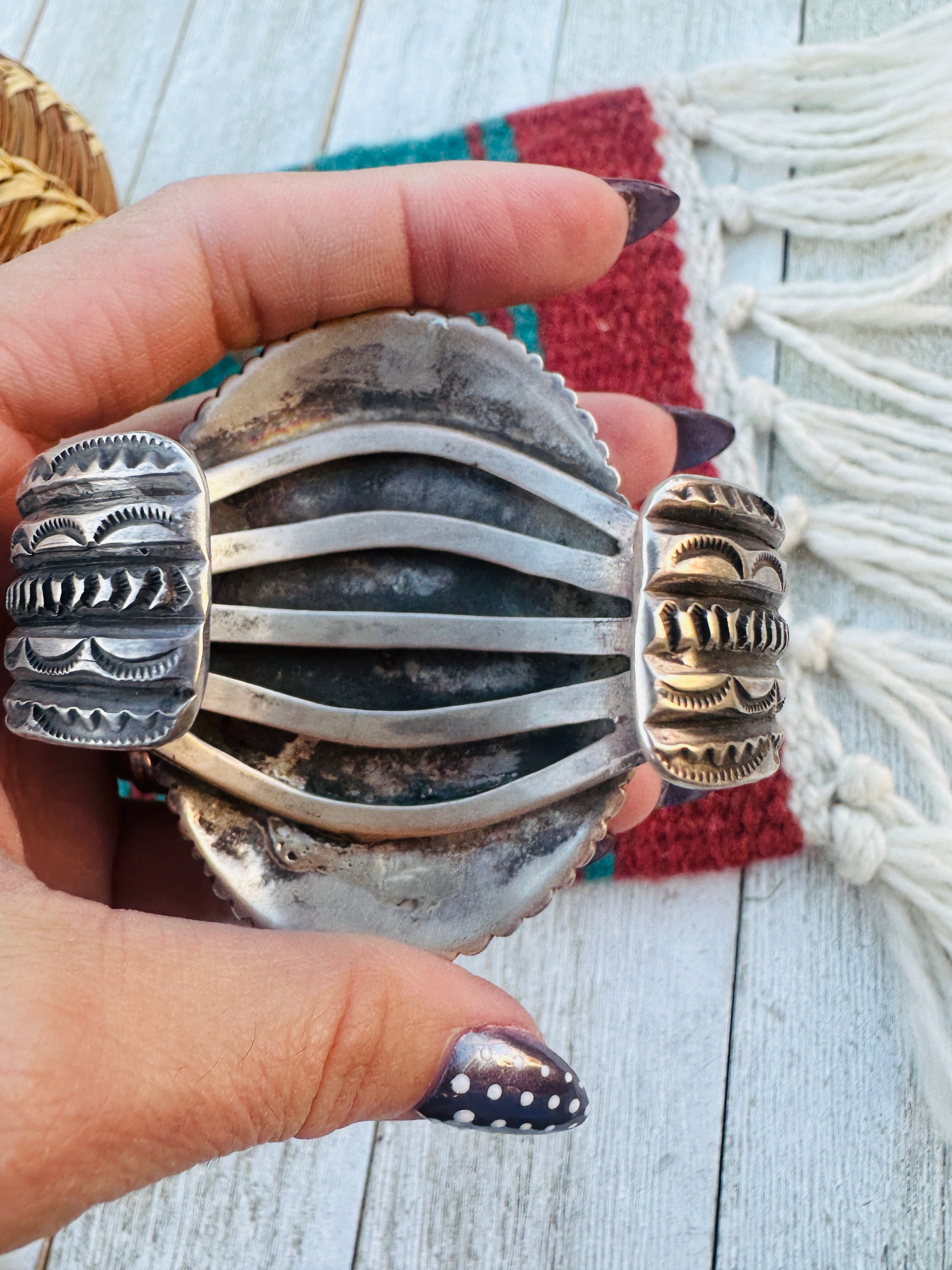 Handcrafted Old Pawn Sterling Silver Cuff Bracelet