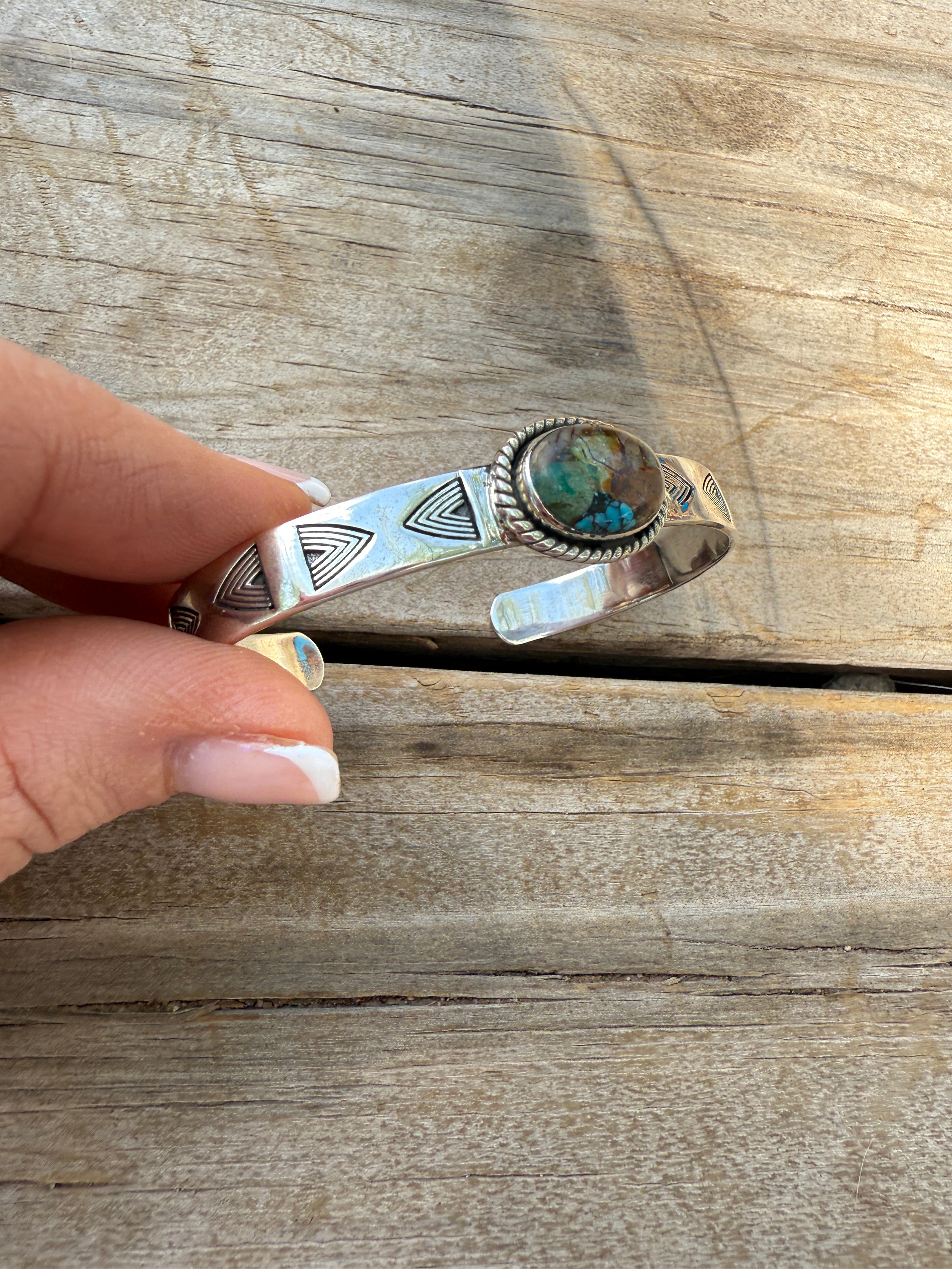 Handmade Sterling Silver & Royston Turquoise Cuff Bracelet