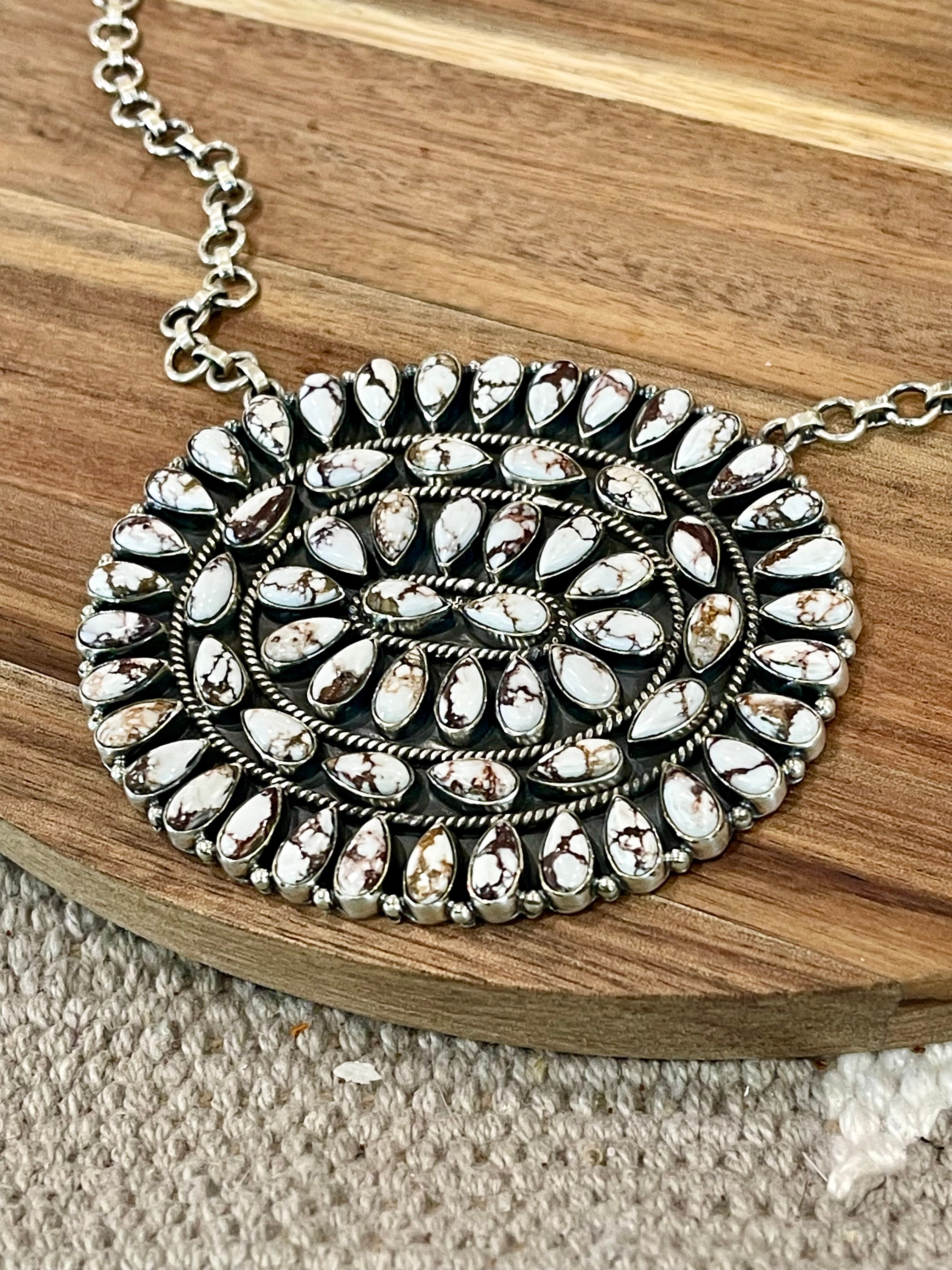 Handmade Sterling Silver & Wild Horse Cluster Necklace