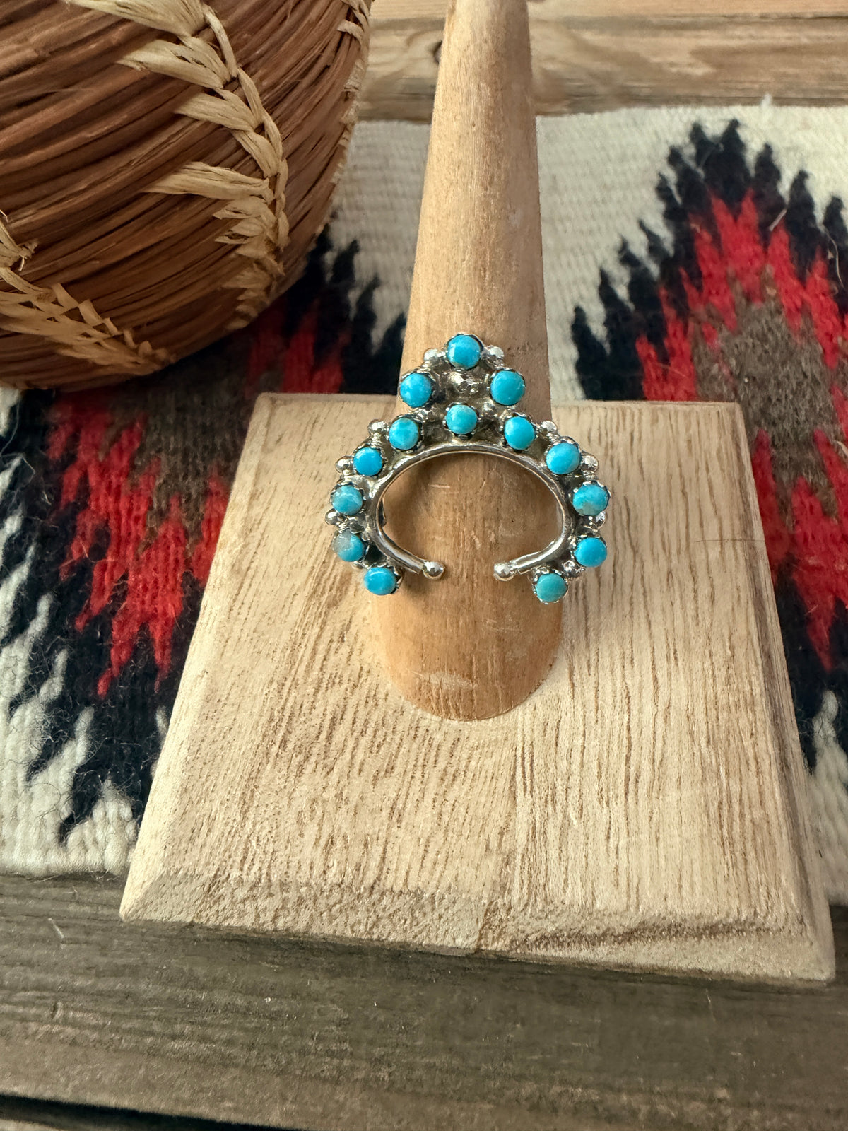 Handcrafted Turquoise & Sterling Silver Naja Cluster Ring