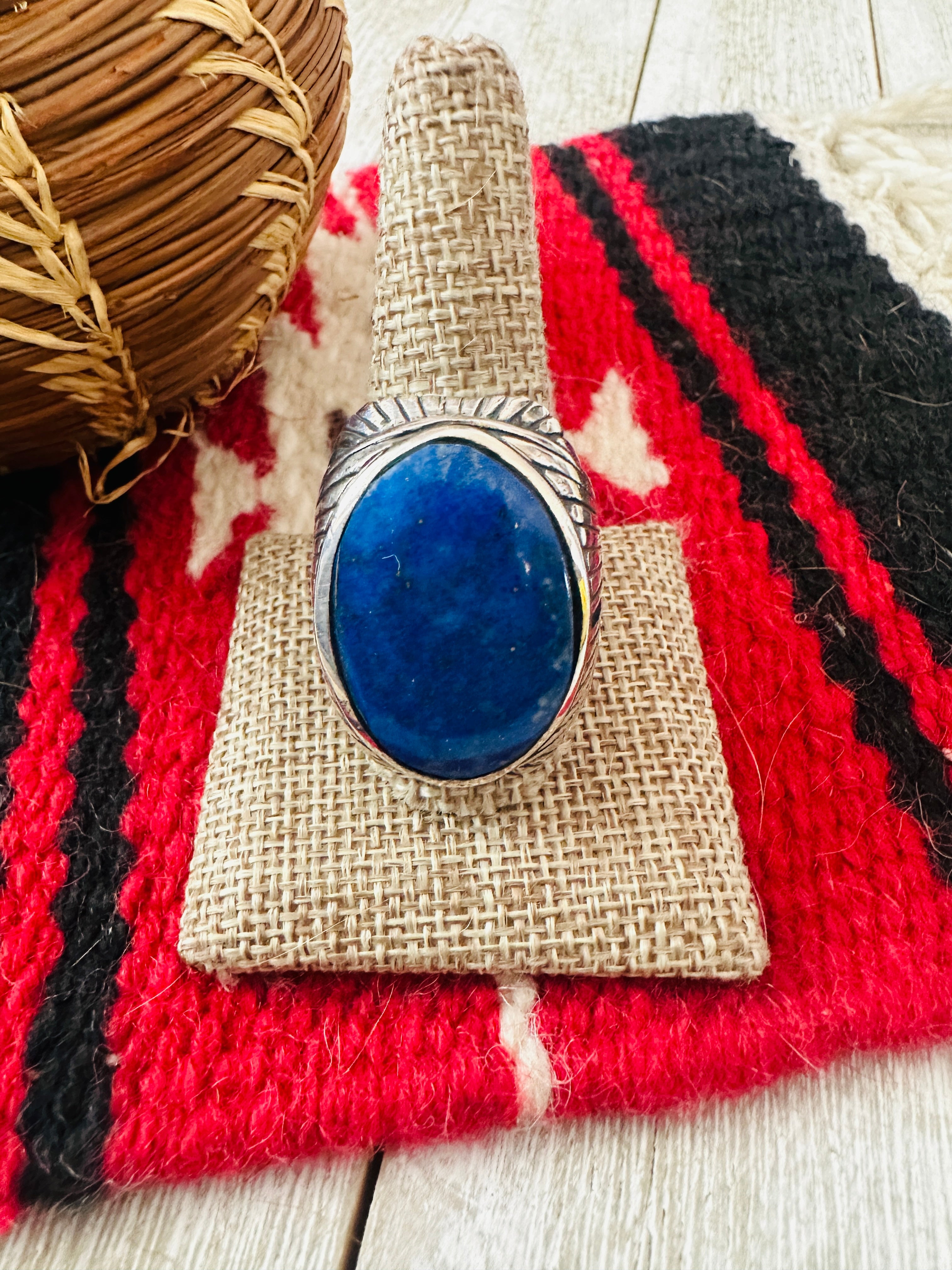 Old Pawn Navajo Sterling Silver & Lapis Men’s Ring Size 12