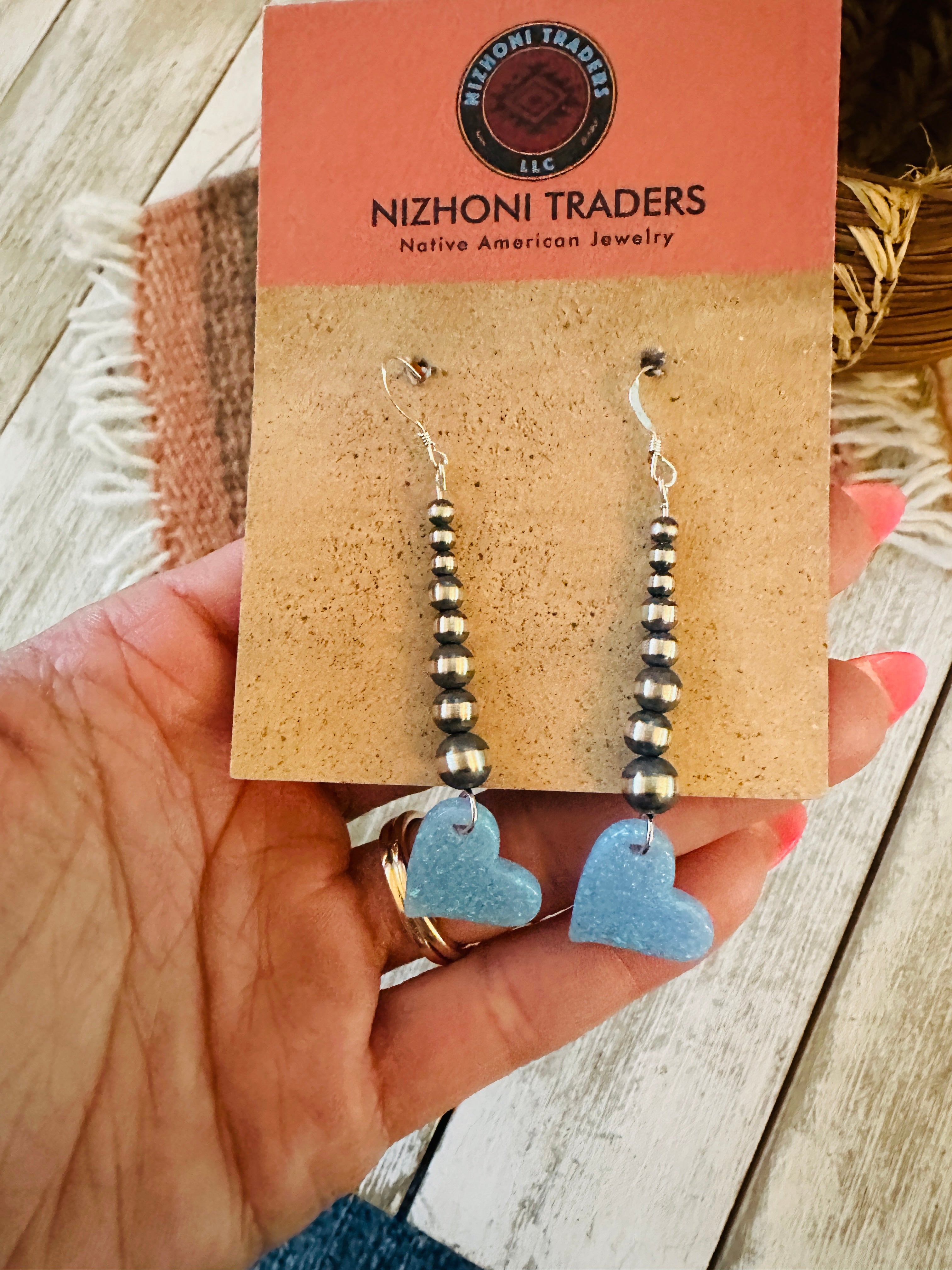 Summer Lovin’ Sterling Silver Pearl Beaded Opal Heart Dangle Earrings