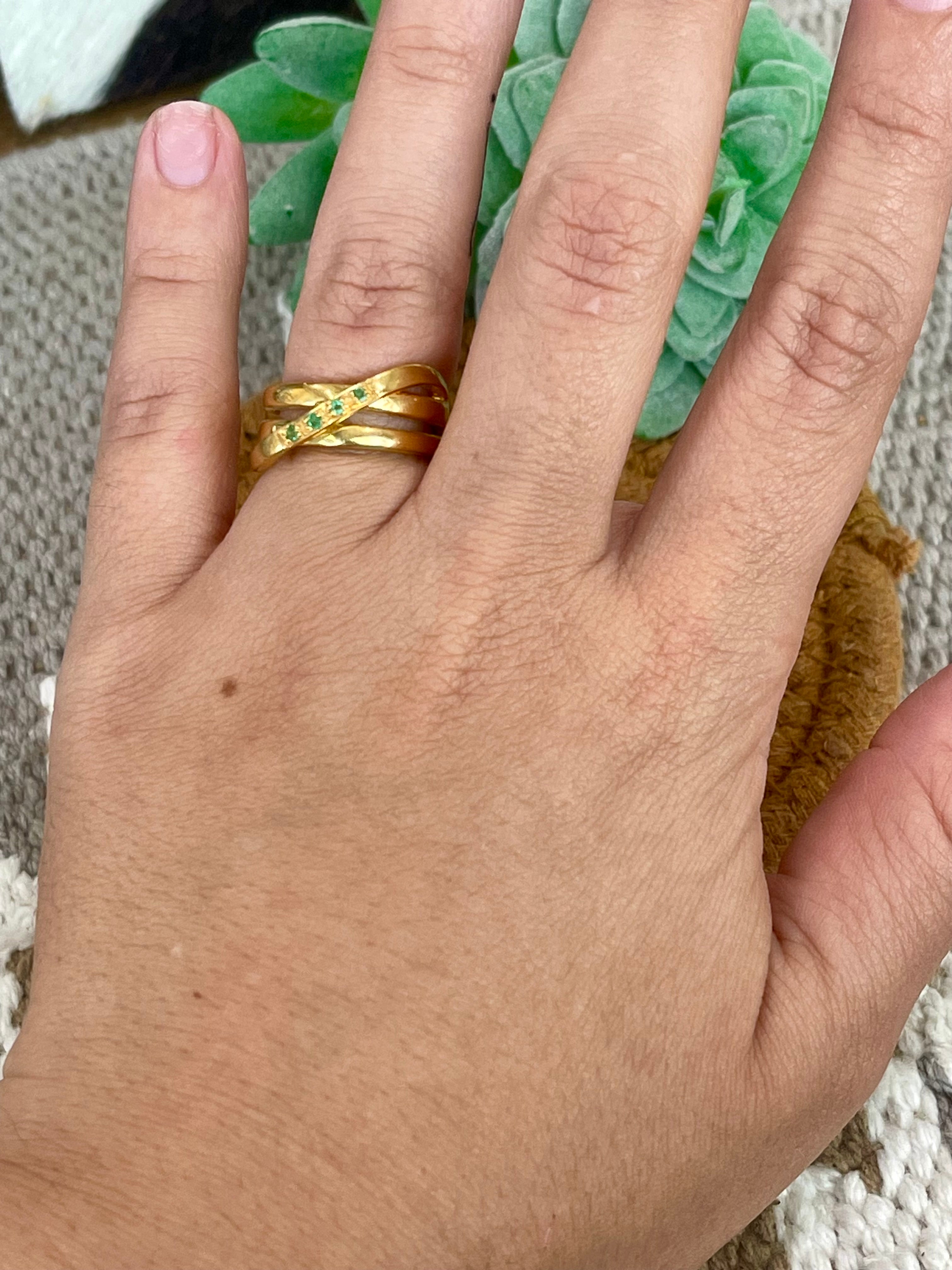 Vintage Handmade Gold Plated Stack Ring Sz 5.5