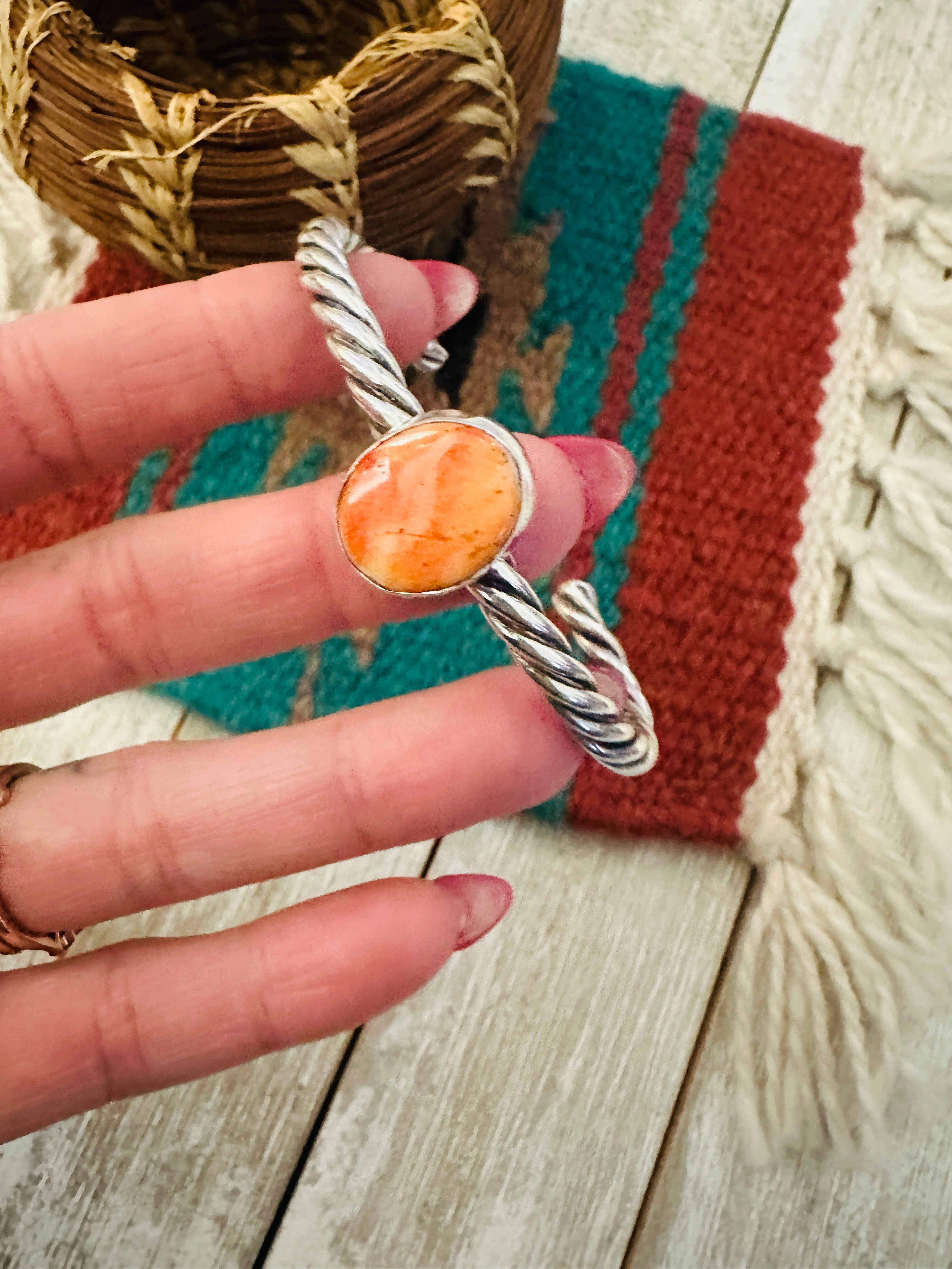 Handcrafted Spiny & Sterling Silver Cuff Bracelet