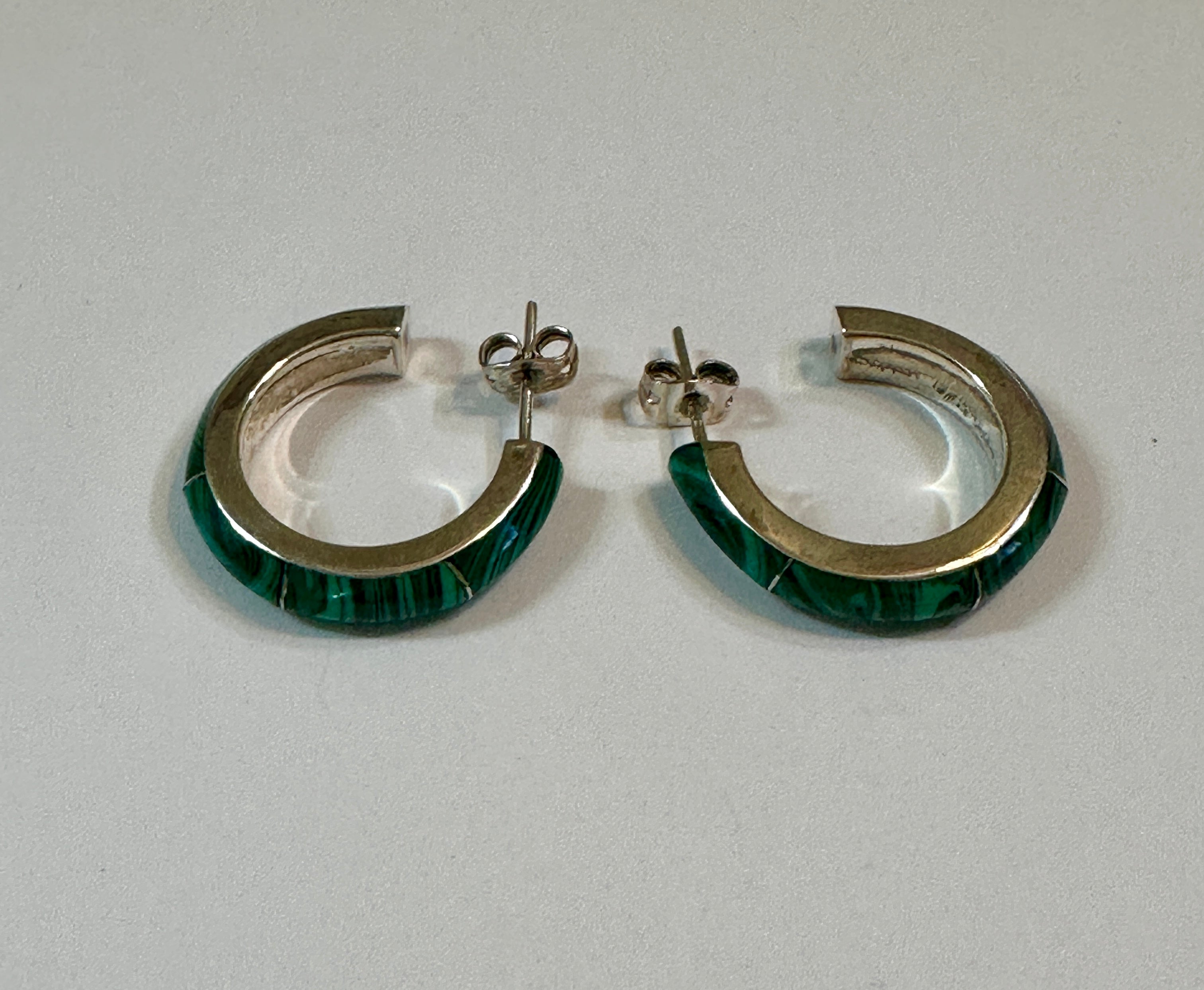 Handcrafted Malachite Green Stone Hoops