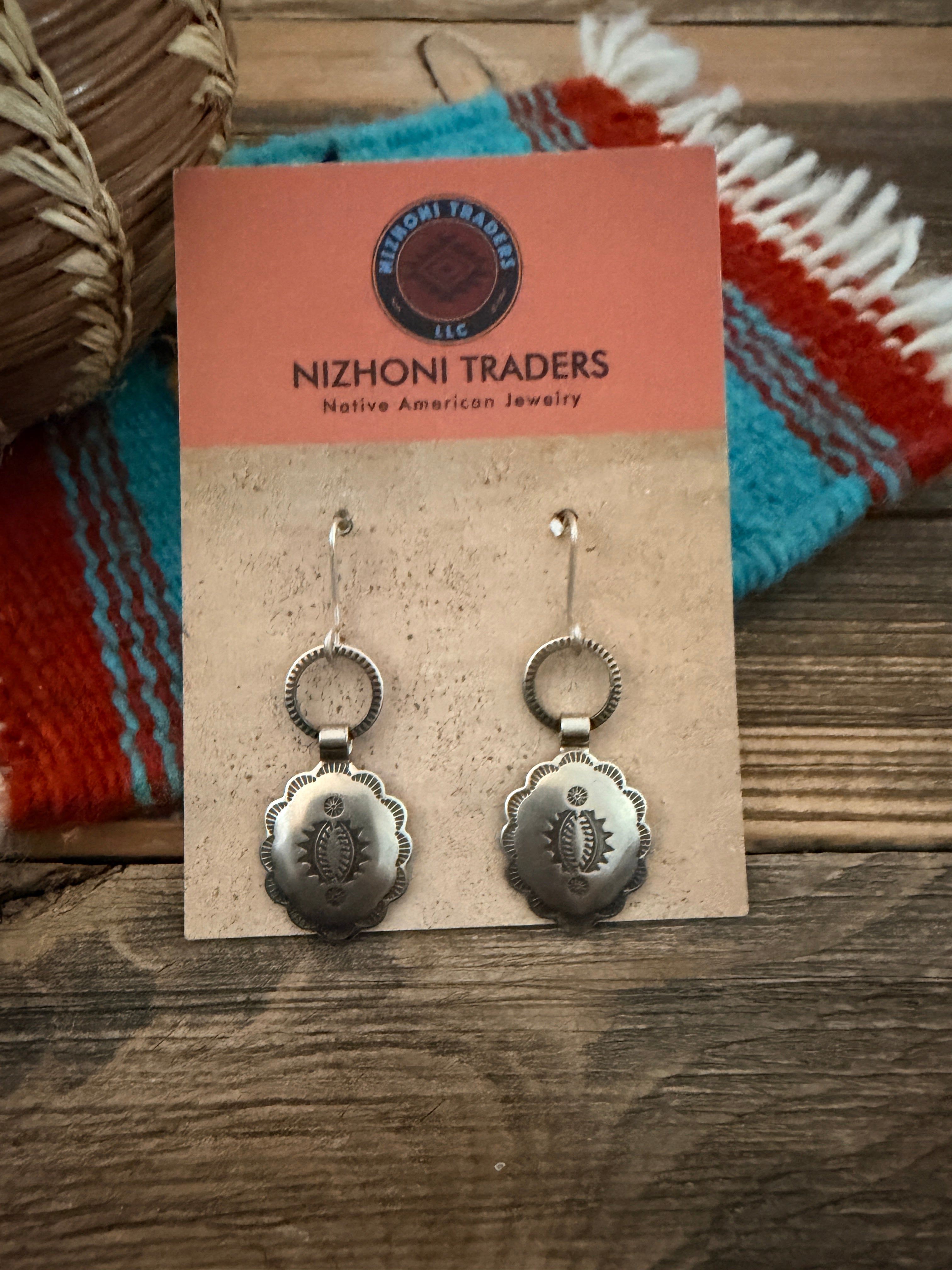 Handcrafted Sterling Silver Concho Dangle Earrings