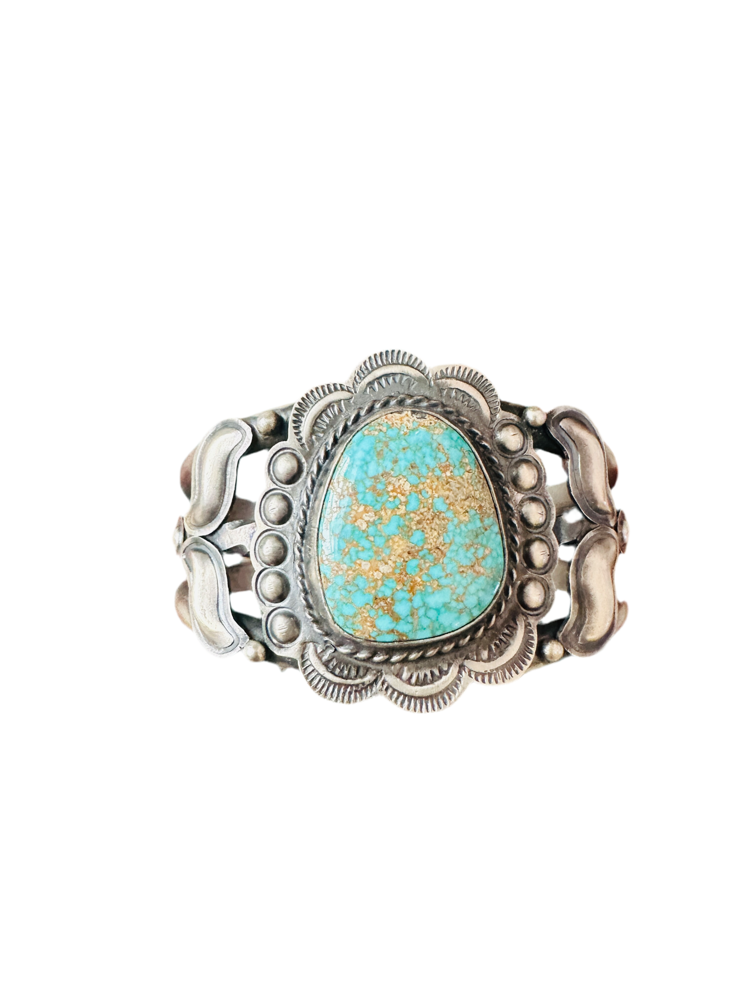 Handcrafted Sterling Silver & Number 8 Turquoise Cuff Bracelet