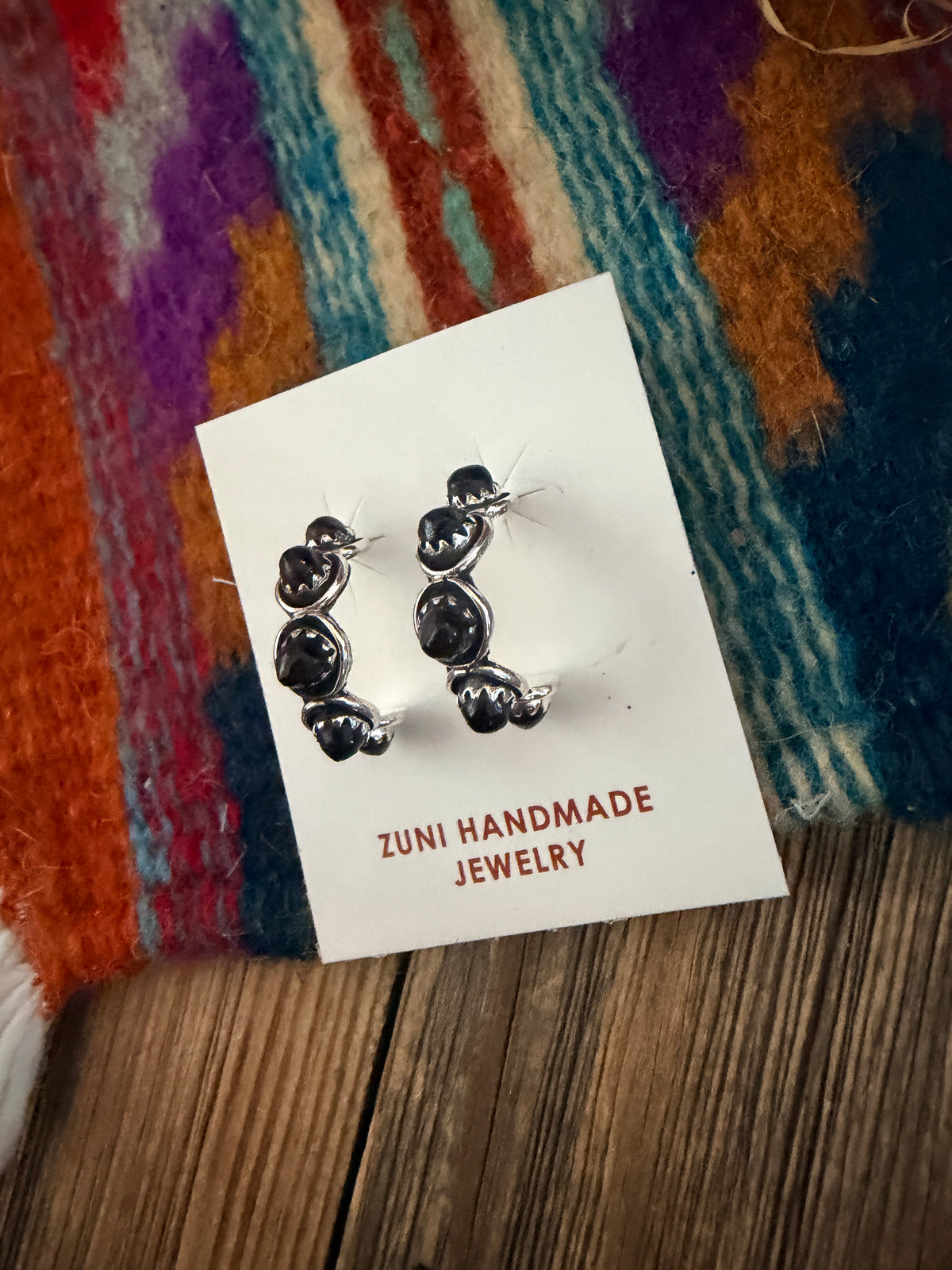 Handcrafted Sterling Silver & Onyx Snake Eye Hoop Earrings