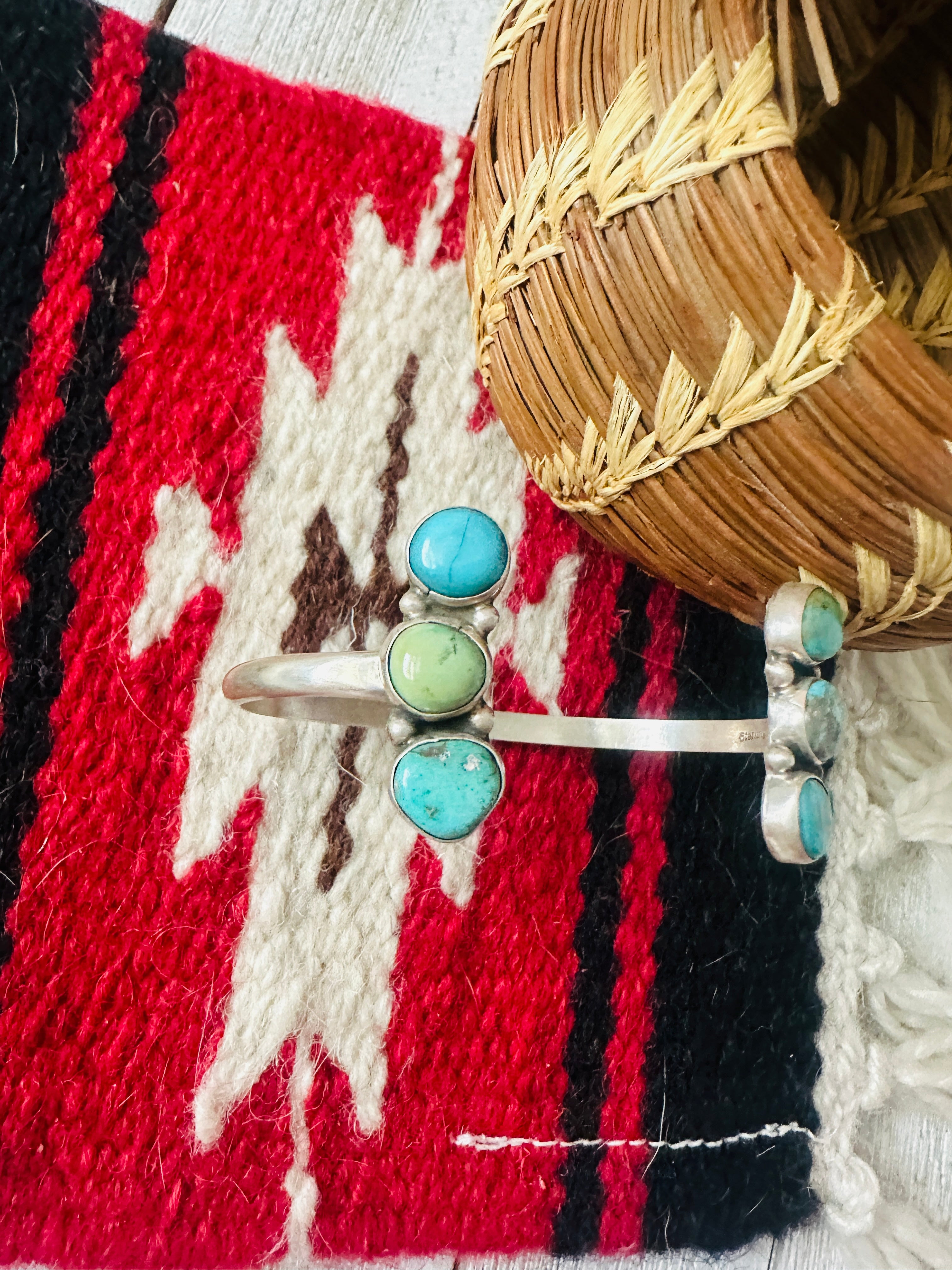 Handcrafted Turquoise & Sterling Silver Floating Cuff Bracelet
