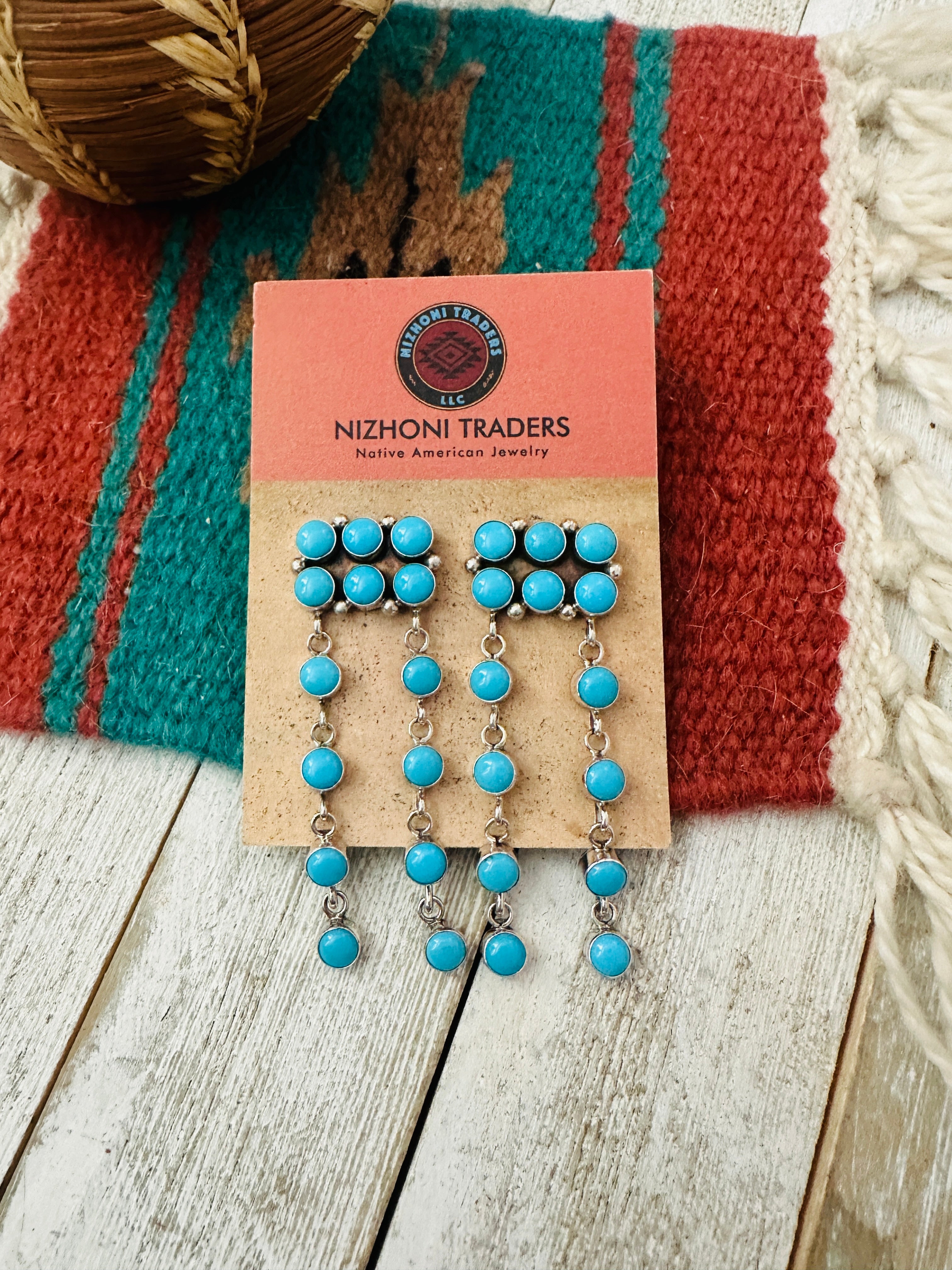 Handcrafted Turquoise & Sterling Silver Dangle Earrings