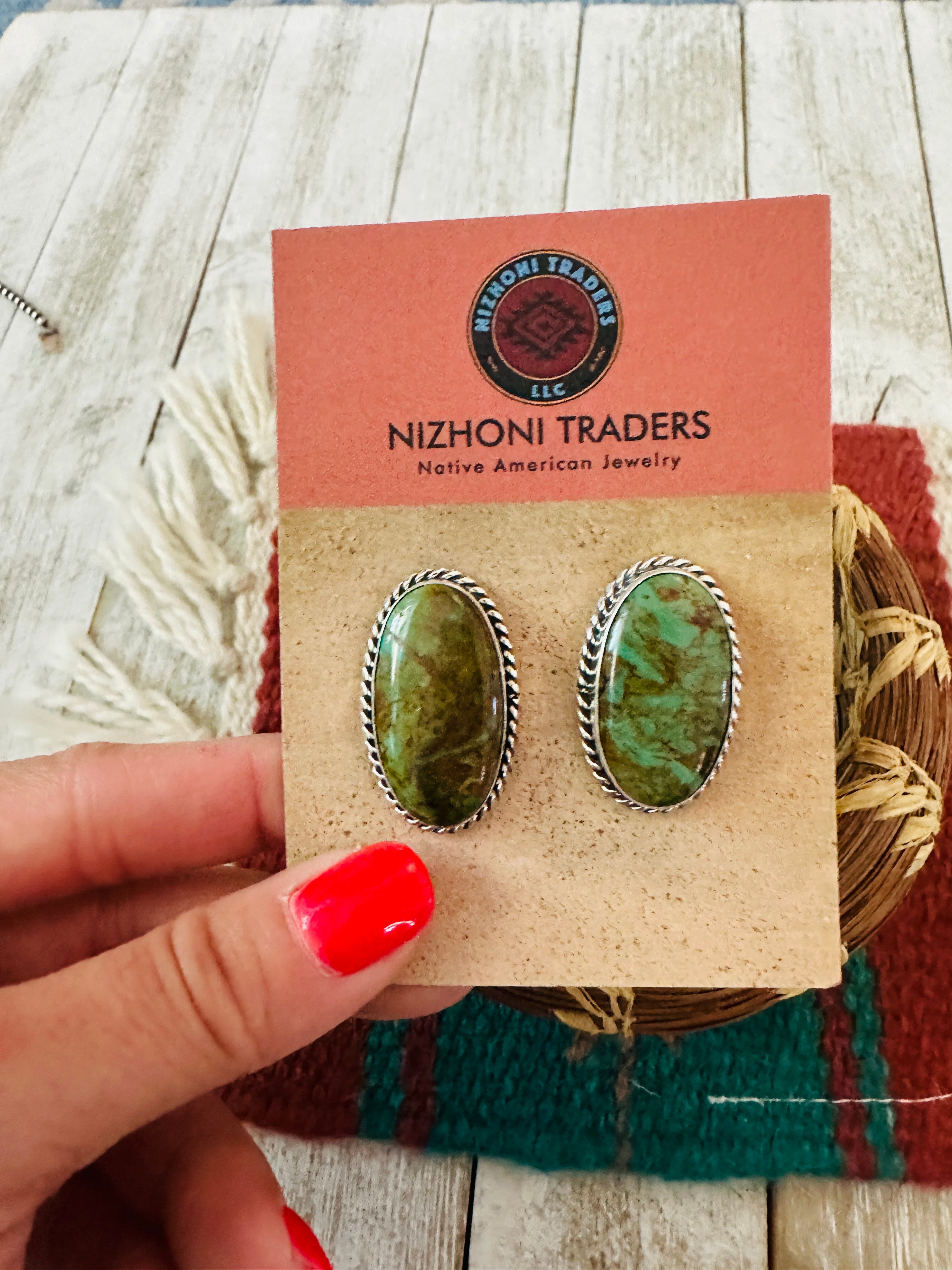 Handcrafted Turquoise & Sterling Silver Post Earrings