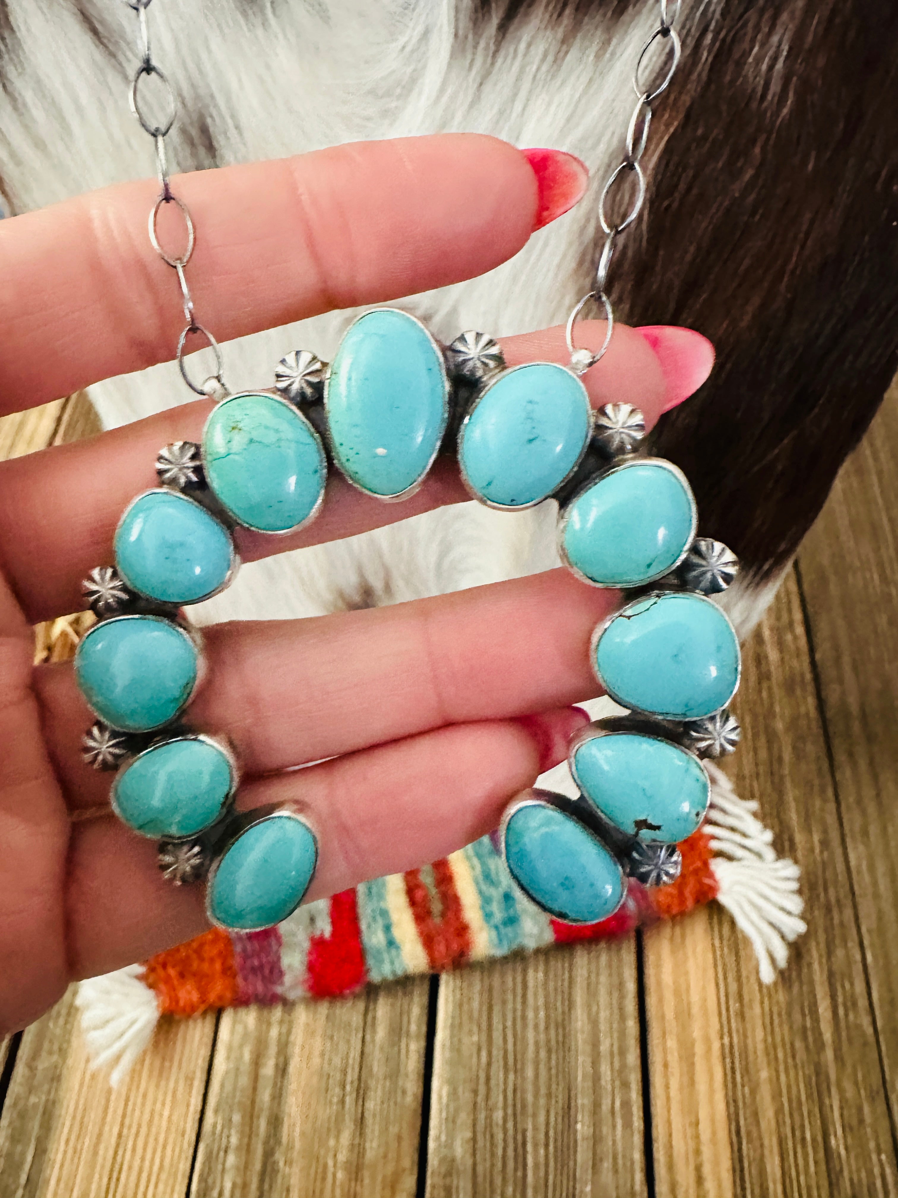 Handcrafted Sterling Silver & Turquoise Naja Necklace by Jameson Garcia