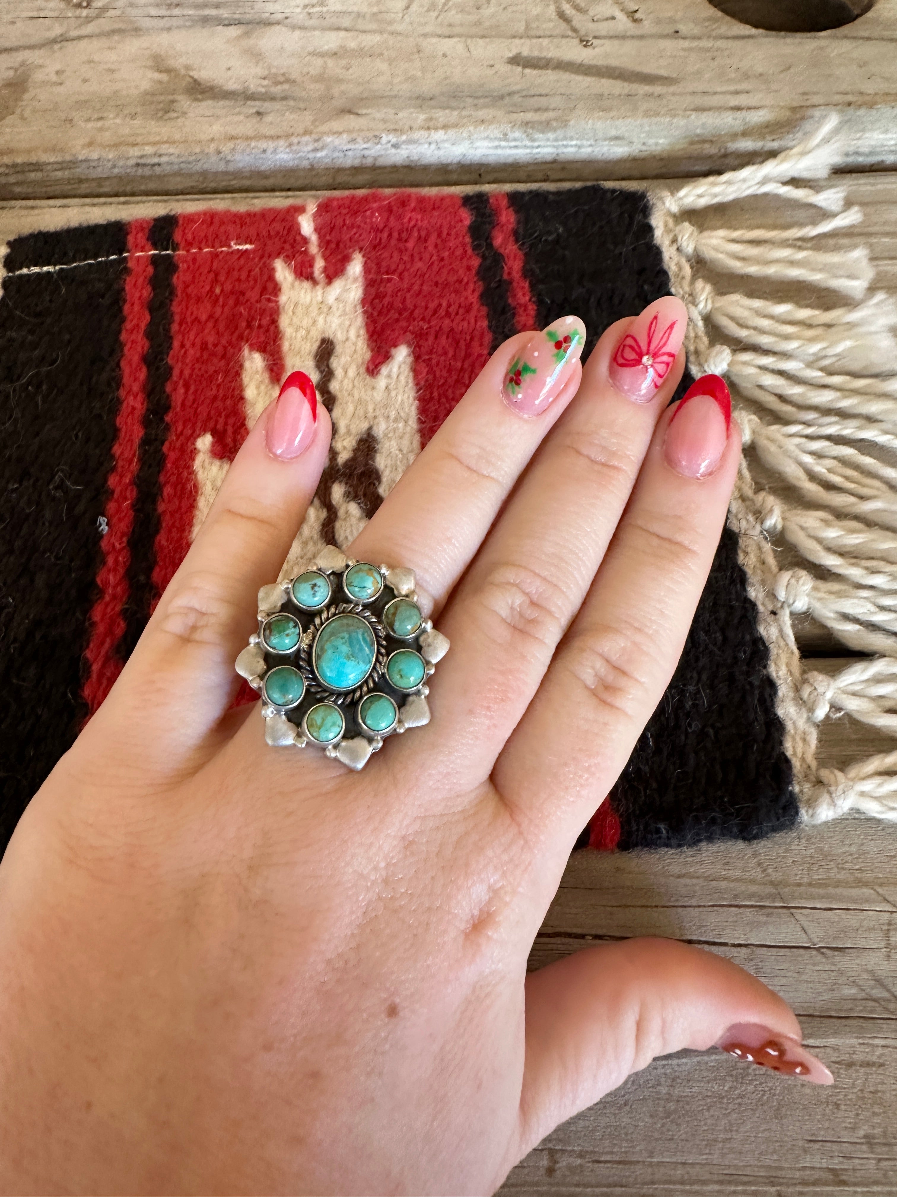 Handmade Turquoise And Sterling Silver Adjustable Ring