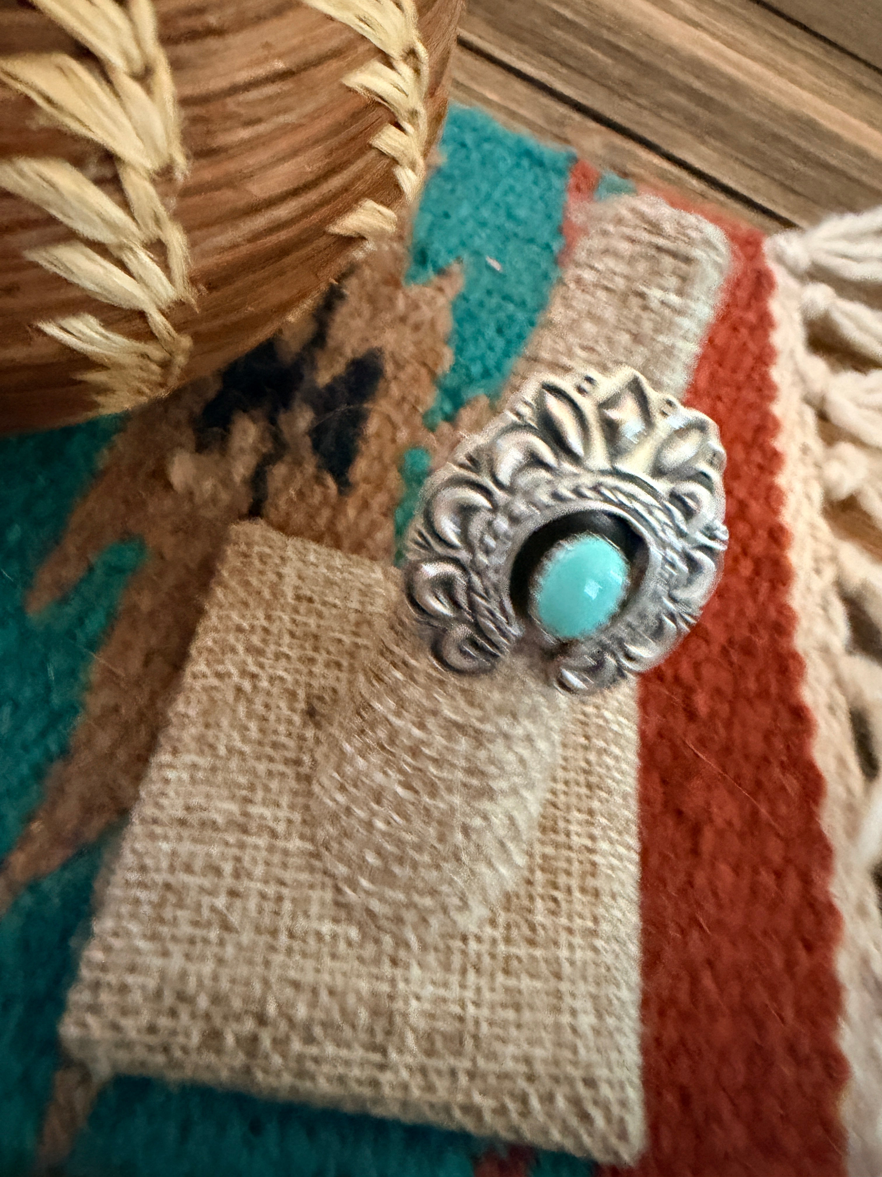Handcrafted Turquoise & Sterling Silver Naja Ring Size 7 by Russell Sam