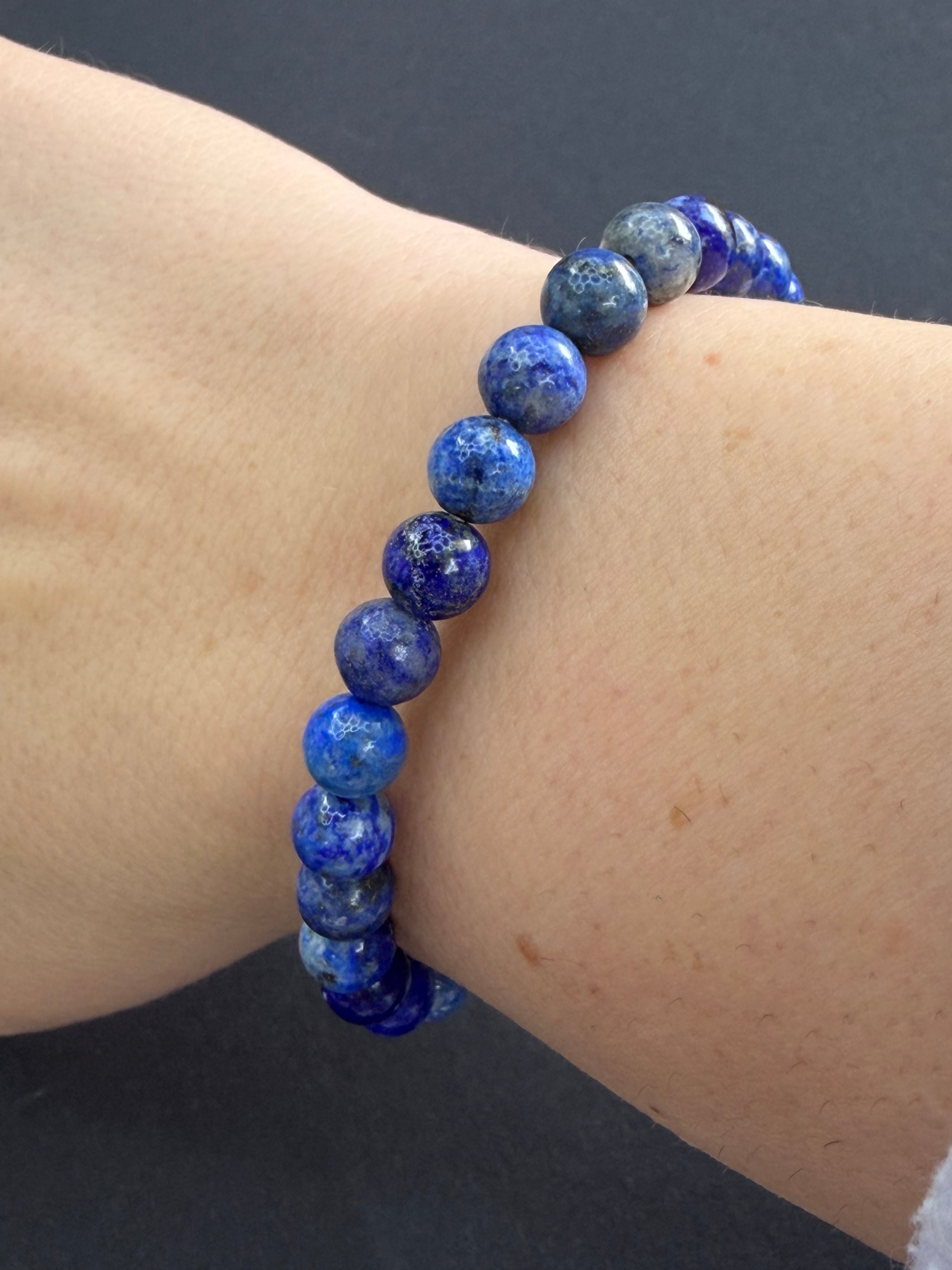 Lapis Beaded Stretch Bracelet 7mm