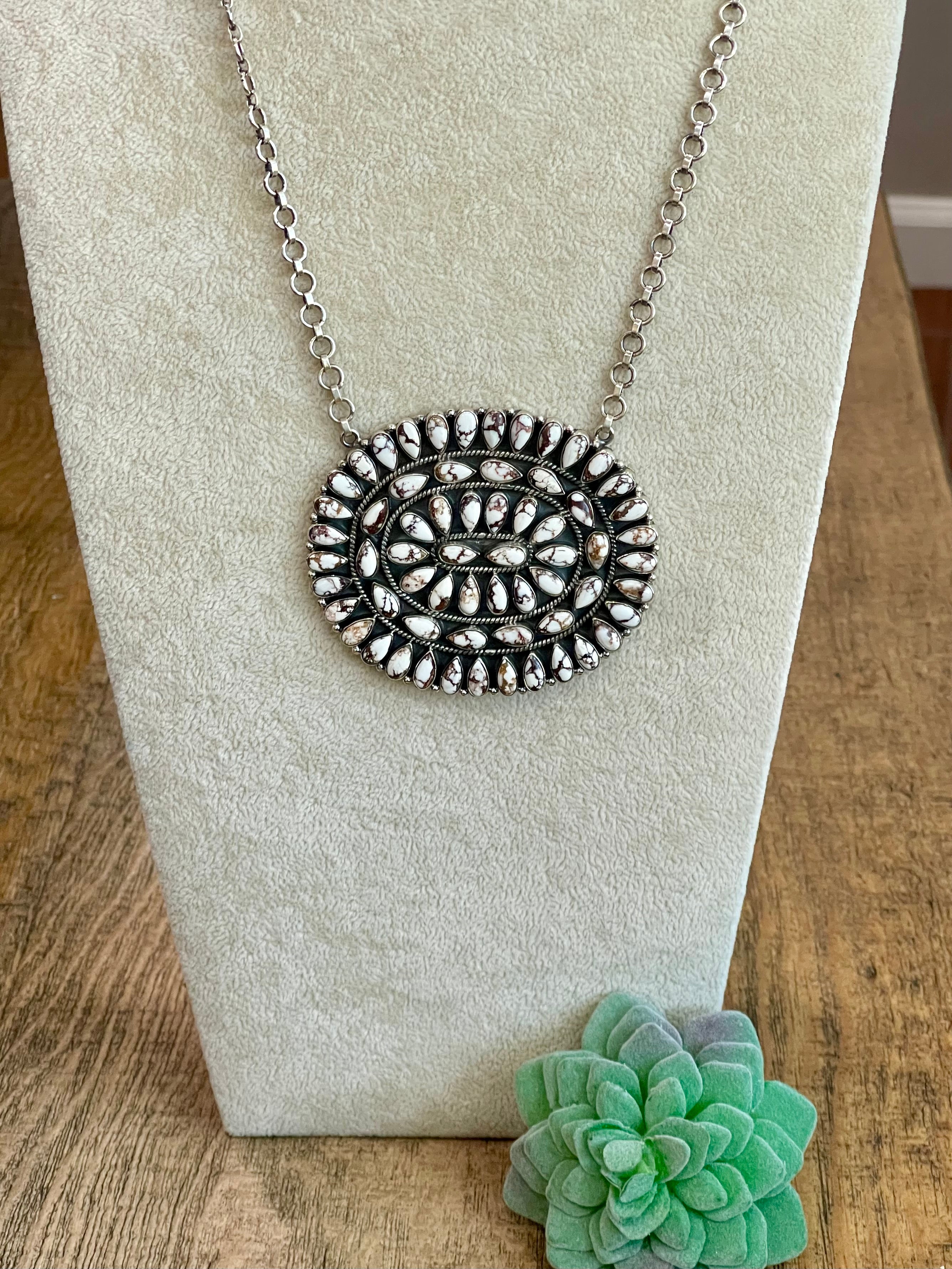 Handmade Sterling Silver & Wild Horse Cluster Necklace