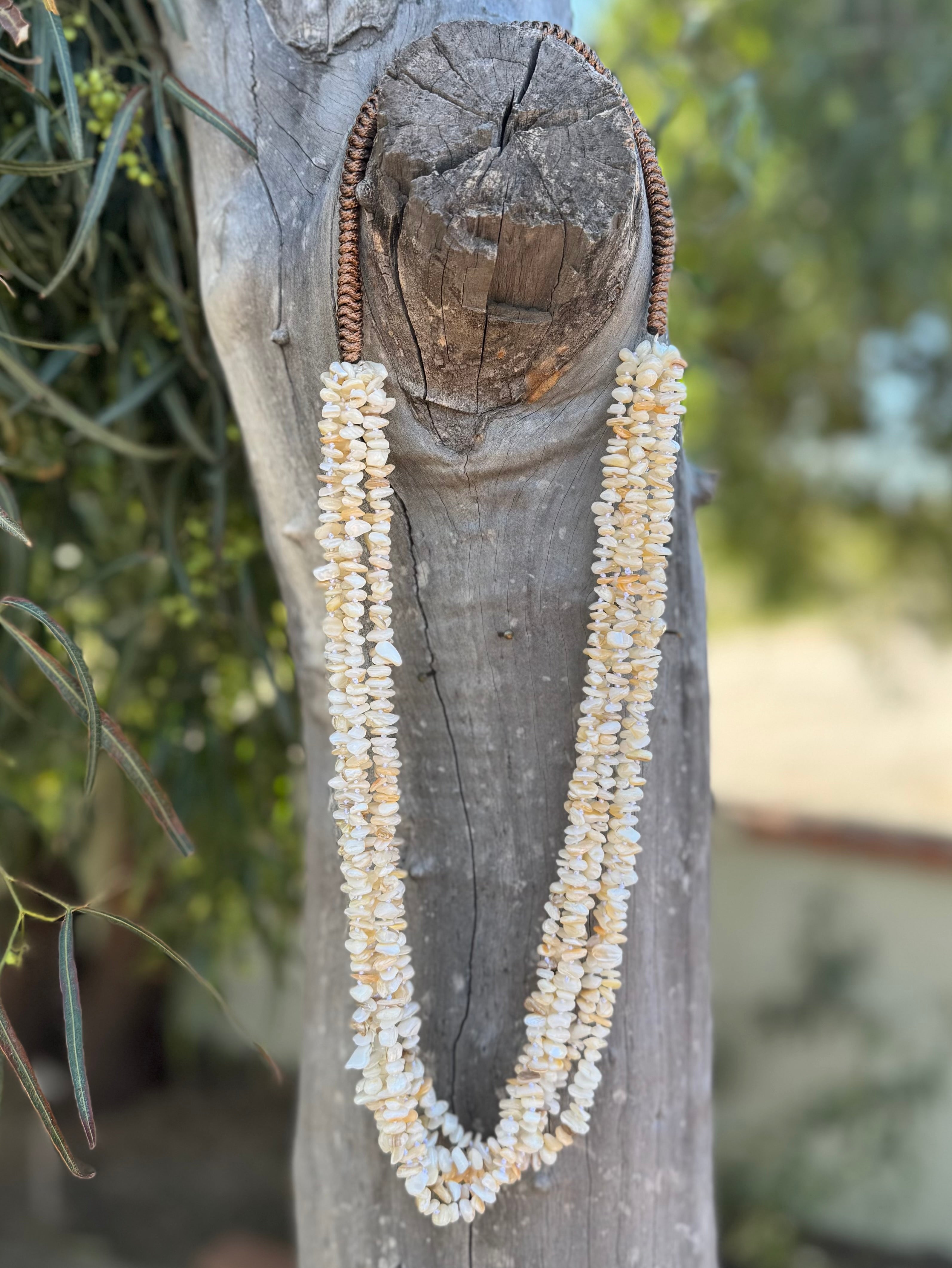 Multi-Strand Mother of Pearl Chip Beaded Necklace