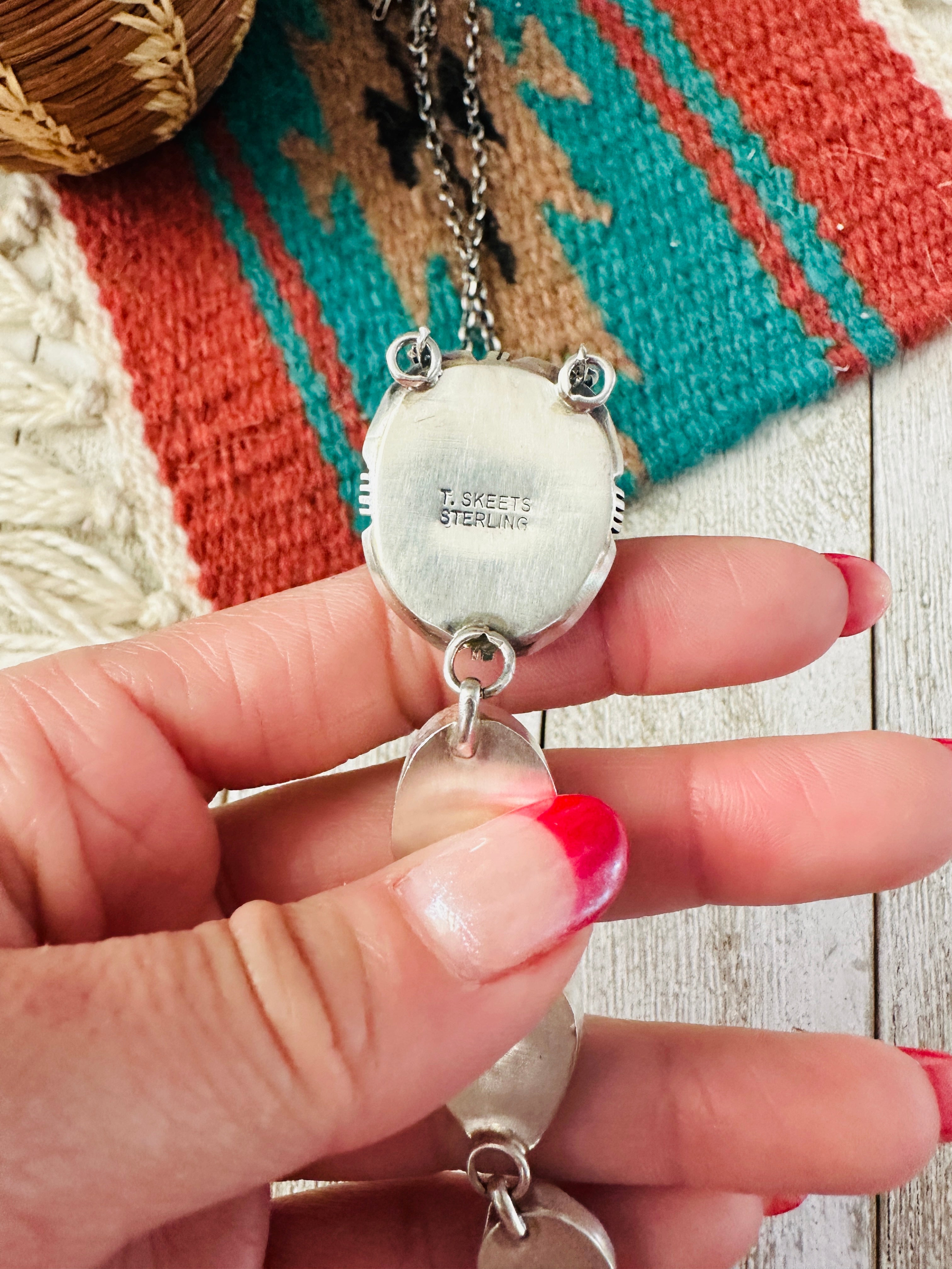 Handcrafted Sterling Silver & Golden Hills Turquoise Lariat Necklace