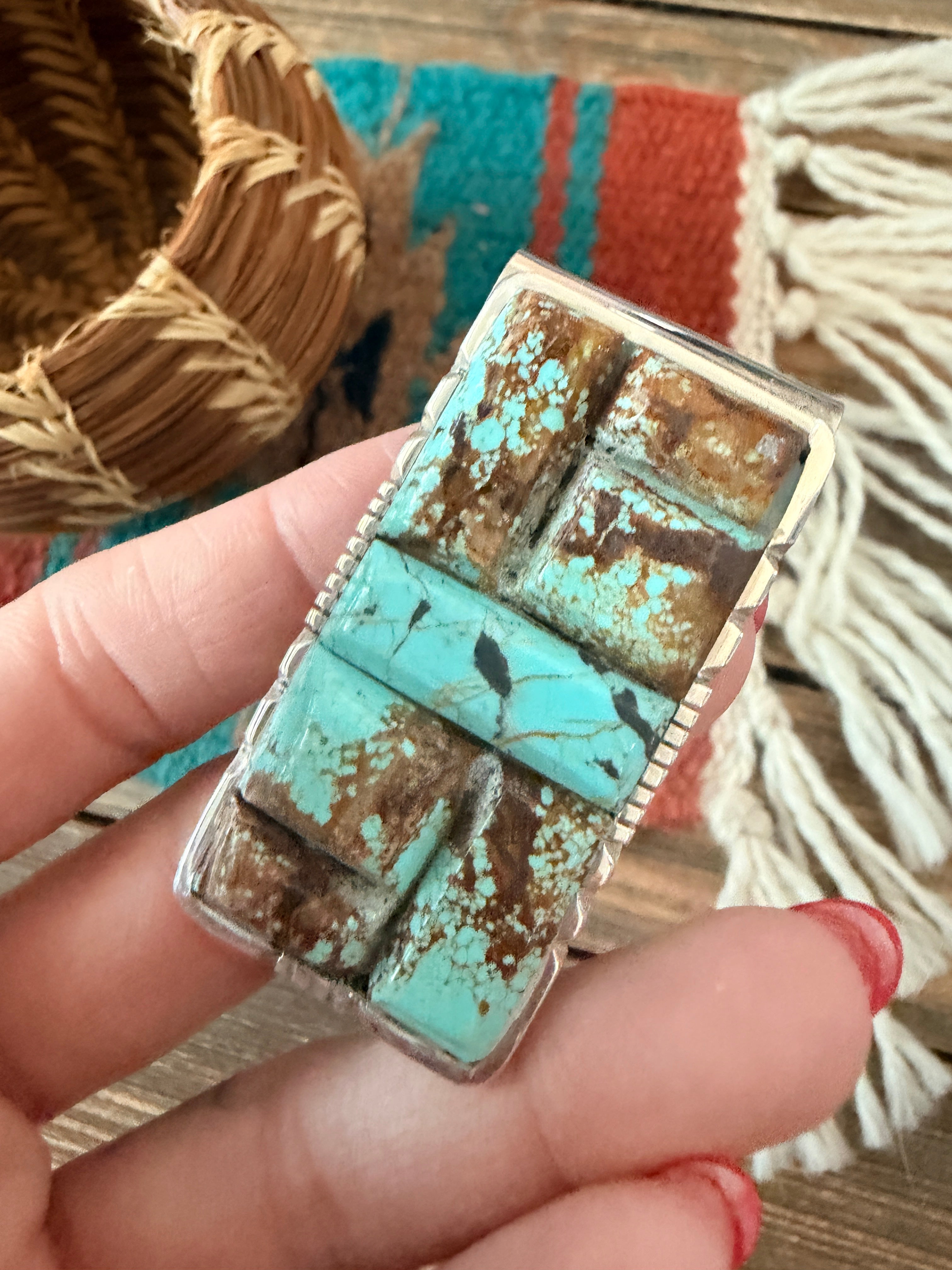 Handcrafted Turquoise & Sterling Silver Inlay Money Clip