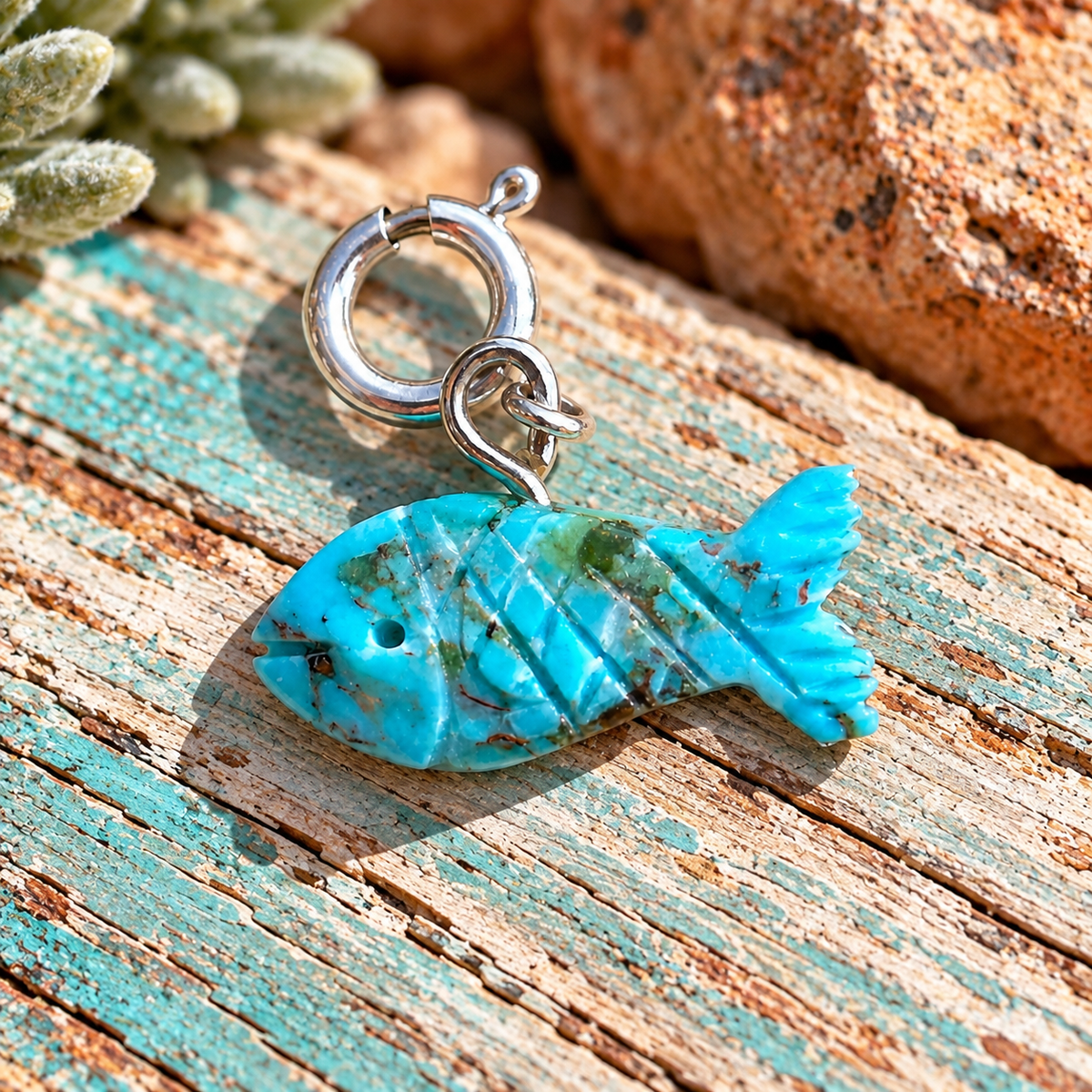 Handcrafted Turquoise Fish Charm