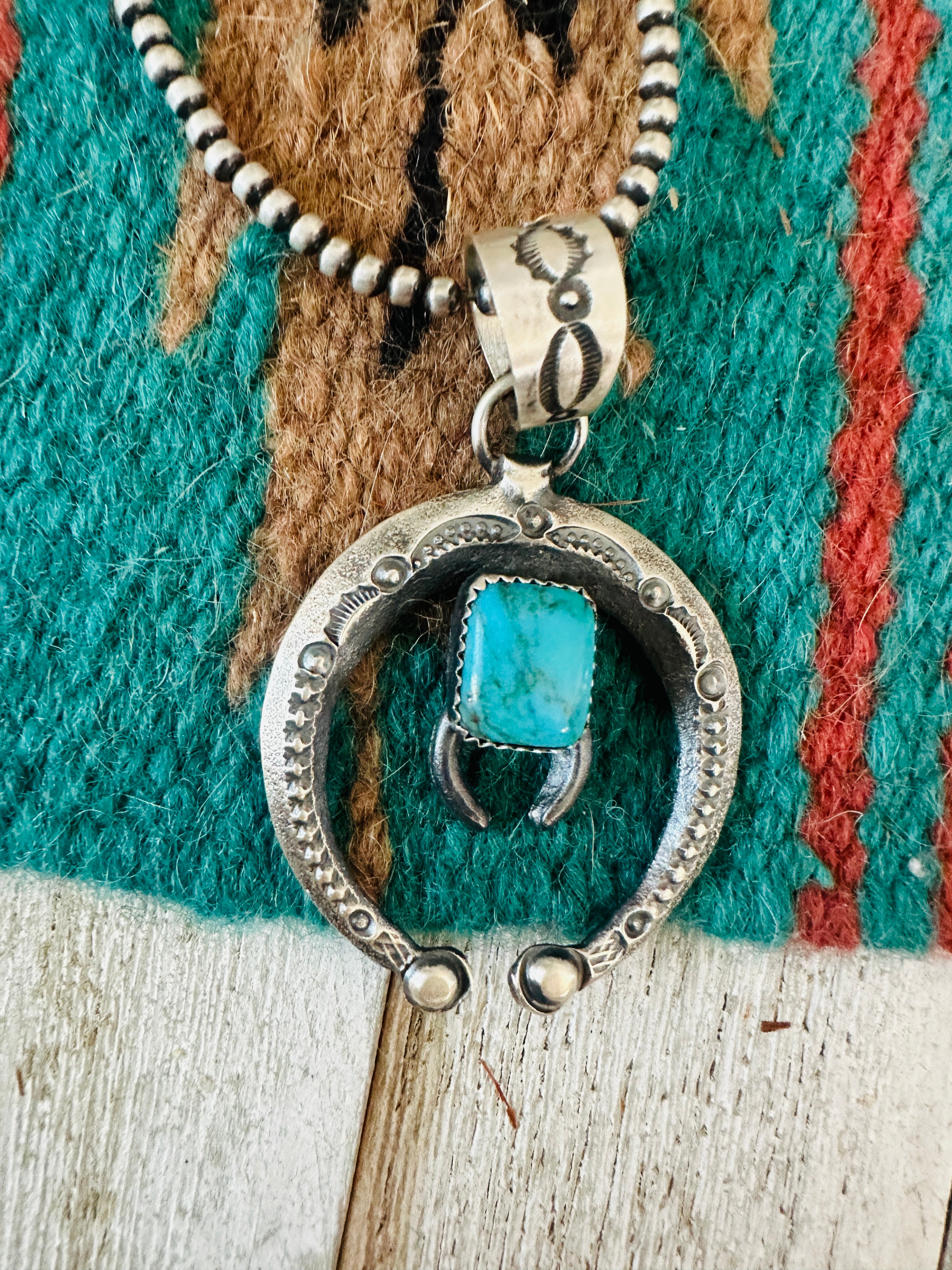 Handcrafted Sterling Silver & Turquoise Naja Pendant by Eva & Linberg Billah
