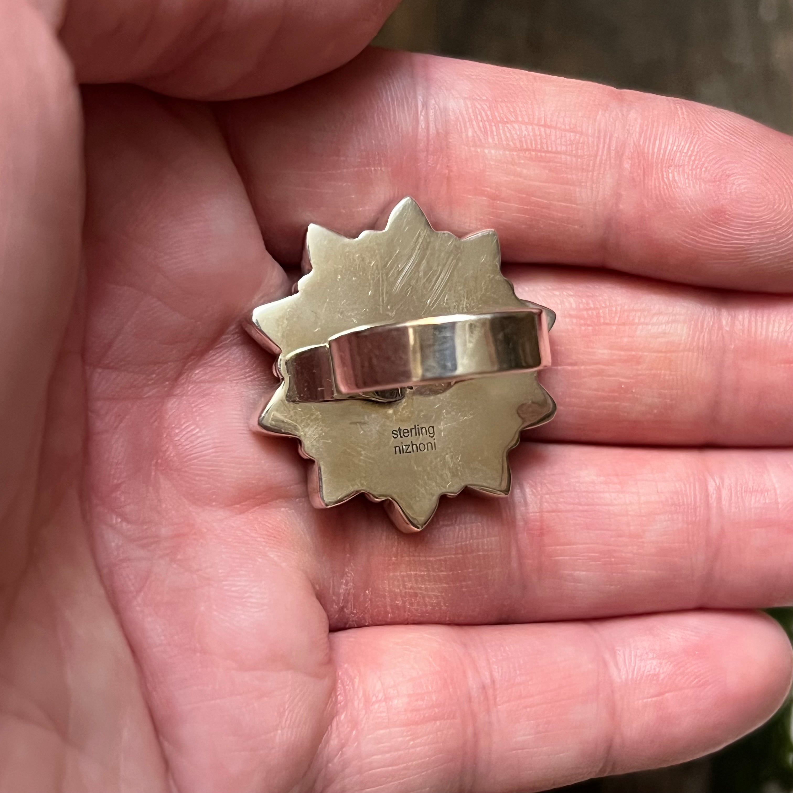 Handmade Sterling Silver Turquoise & Paloma Cluster Ring