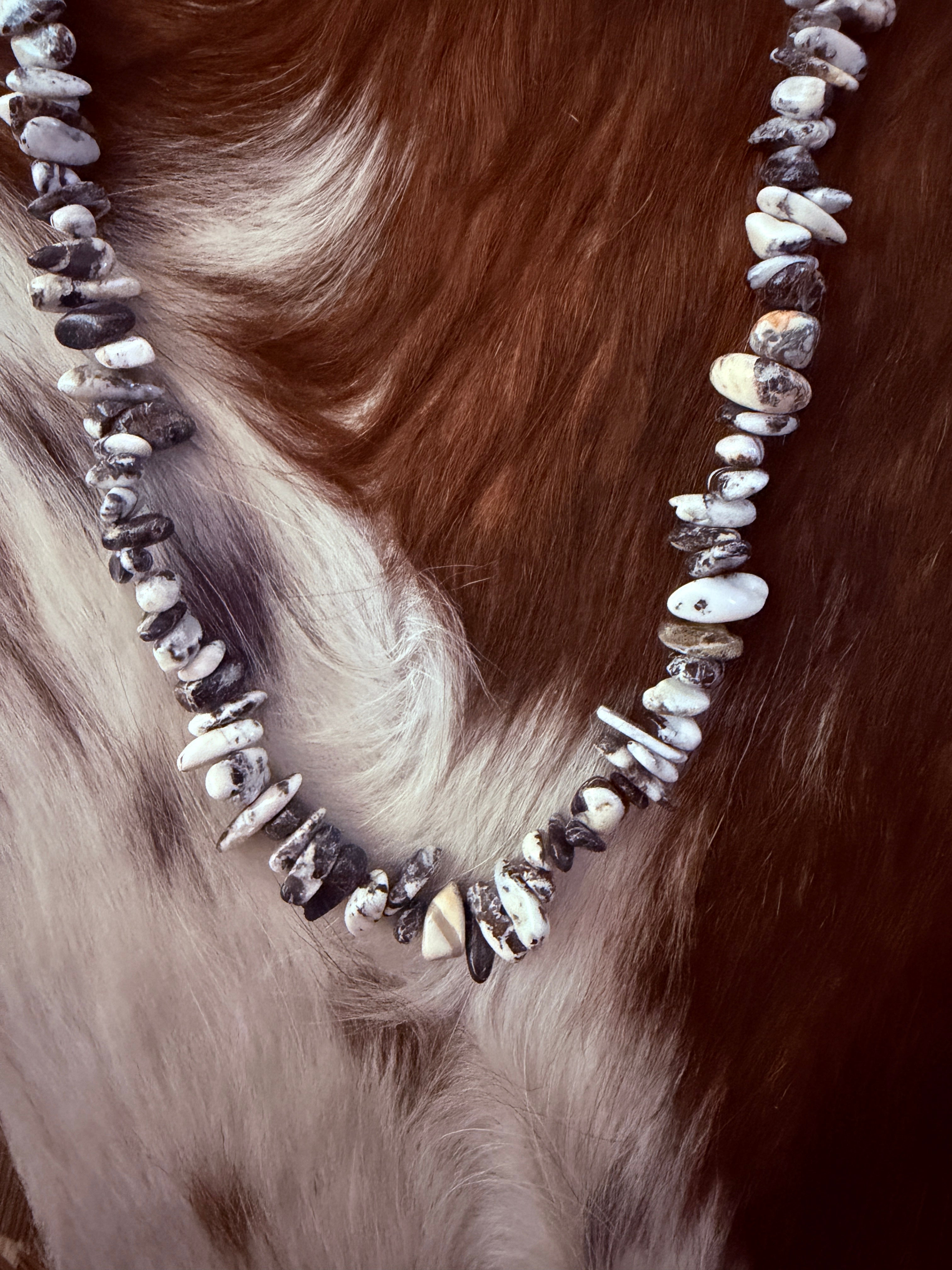 Handcrafted White Buffalo & Sterling Silver Beaded Necklace