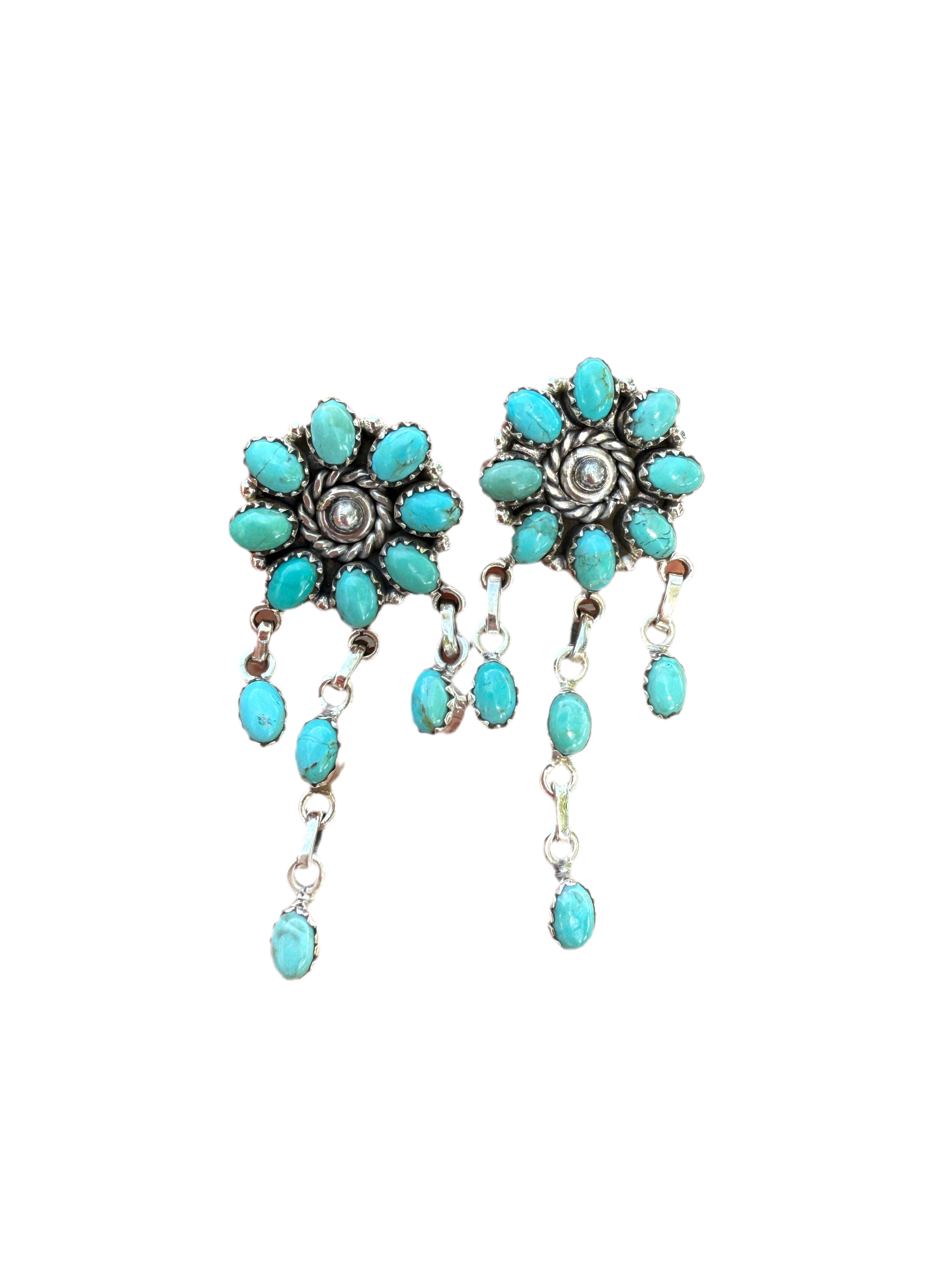 Handmade Sterling Silver Turquoise Dangle Earrings