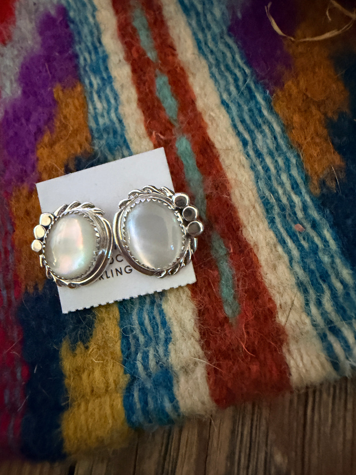 Handcrafted Sterling Silver and Mother of Pearl Stud Earrings