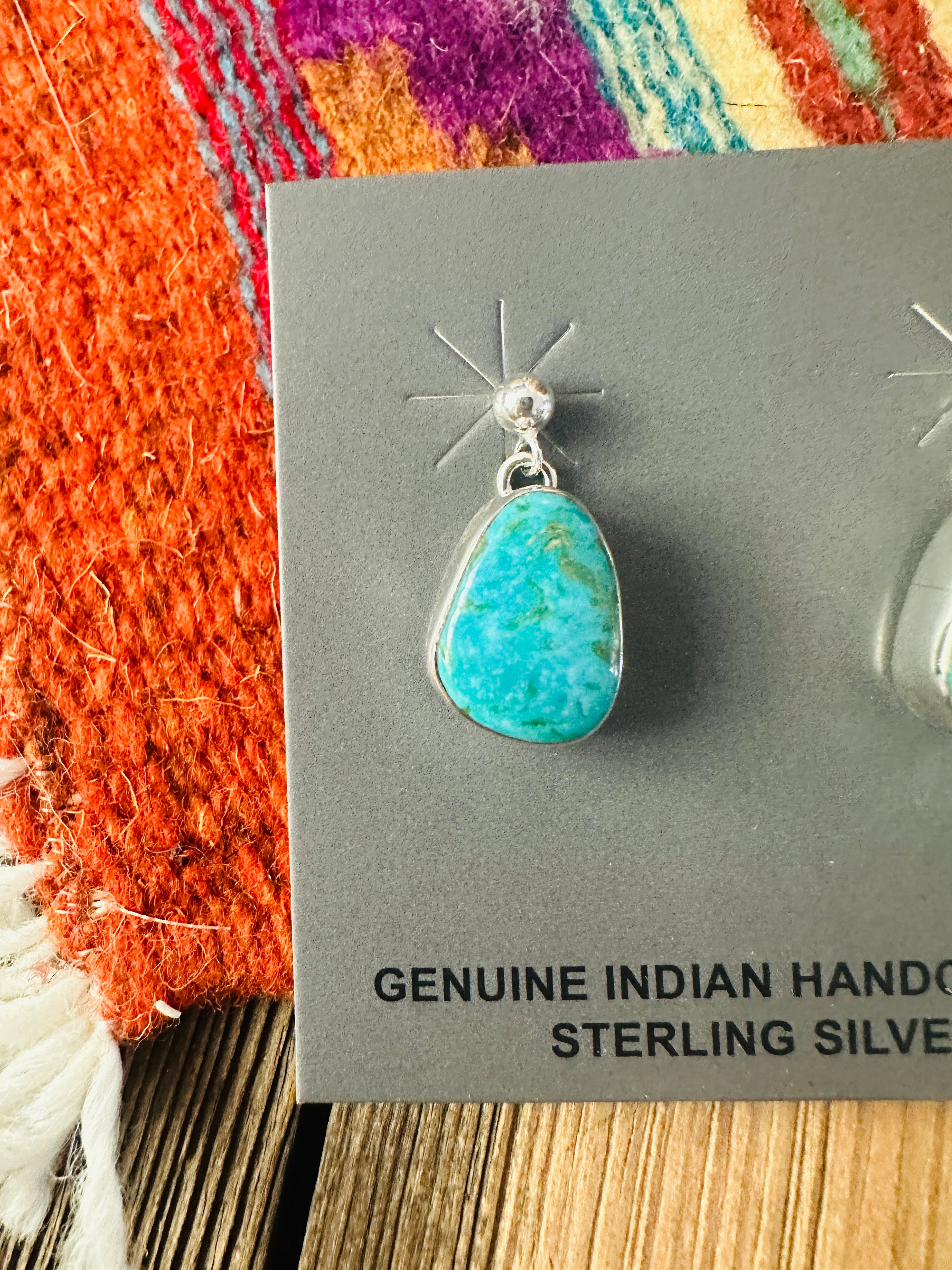 Handcrafted Turquoise & Sterling Silver Dangle Earrings