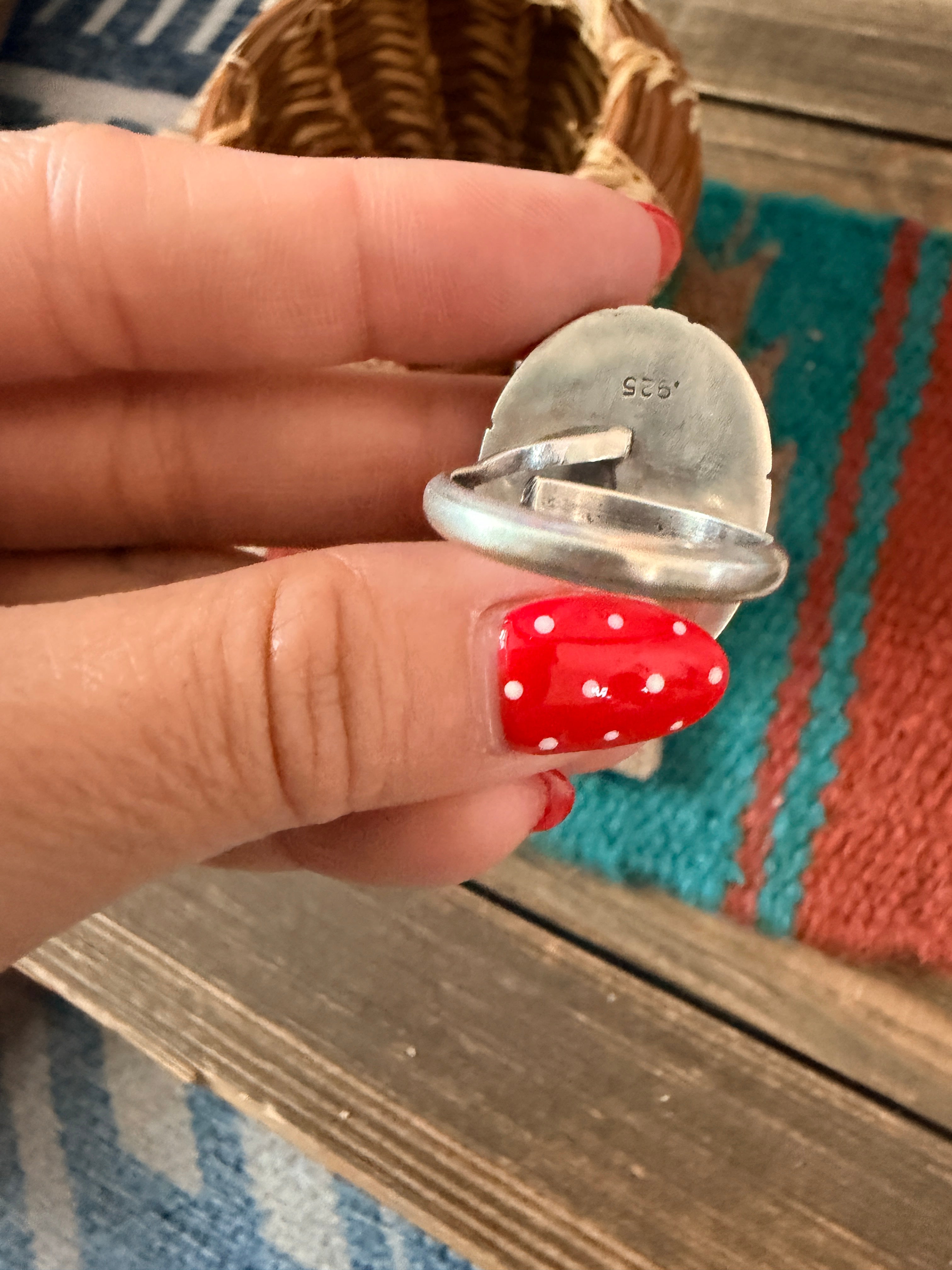 Handcrafted Turquoise & Sterling Silver Adjustable Ring