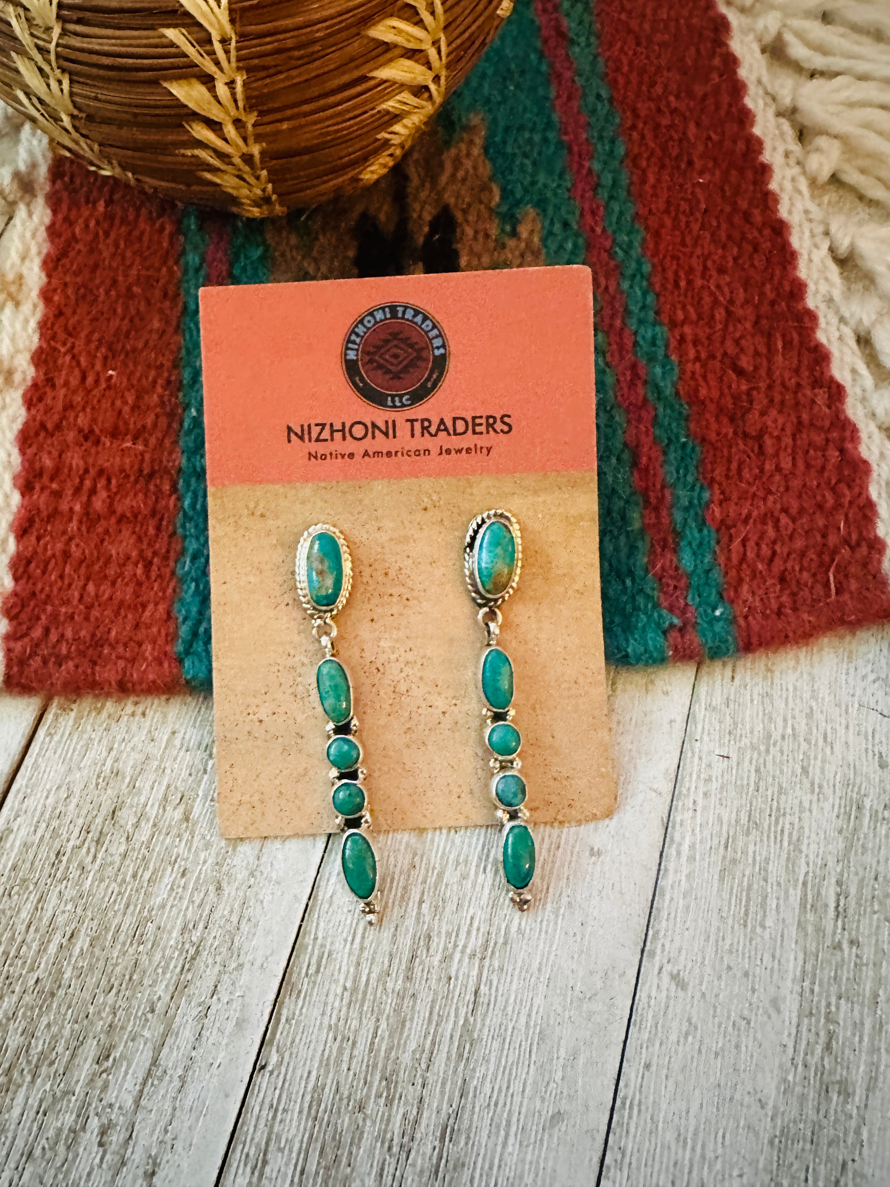Handcrafted Sterling Silver & Turquoise Dangle Earrings